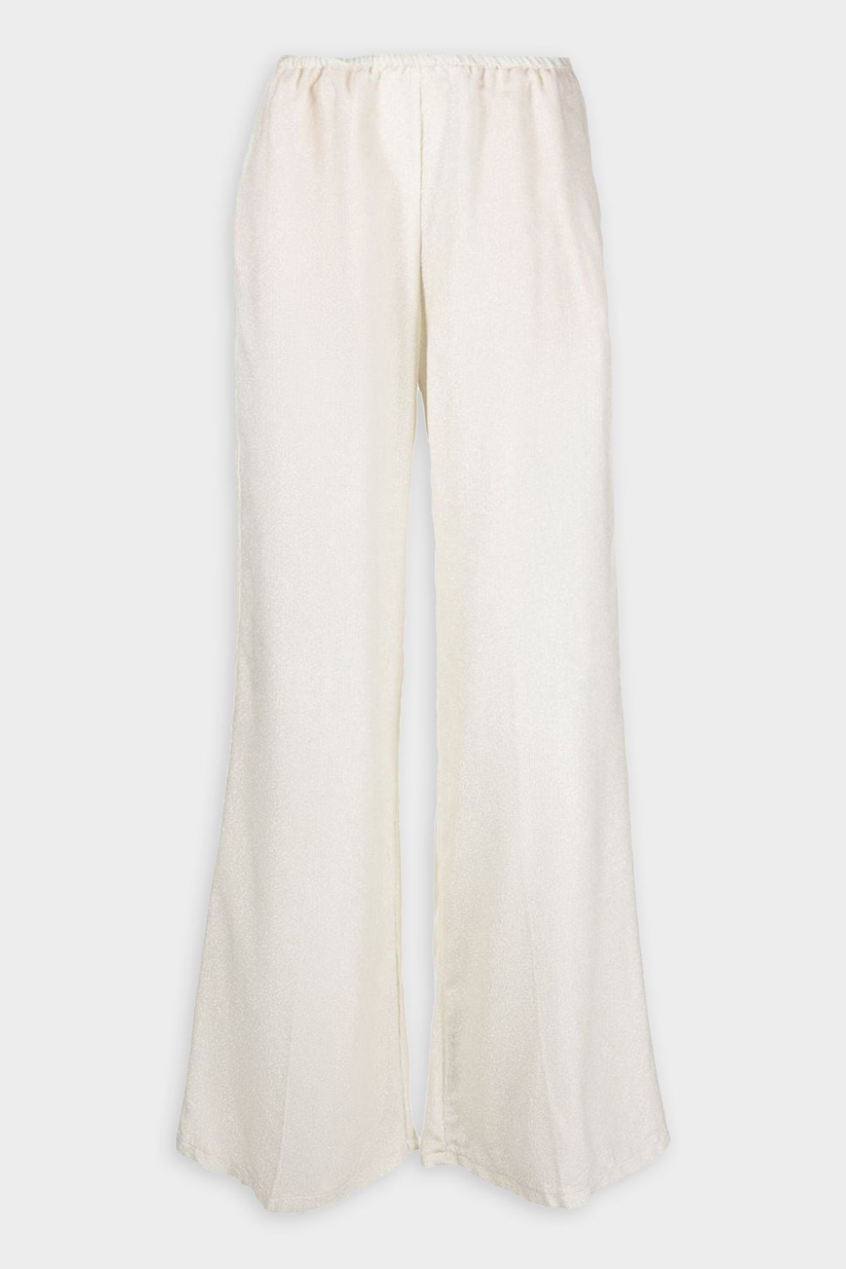 Lamé Velvet Flared Trousers in Platino - shop-olivia.com