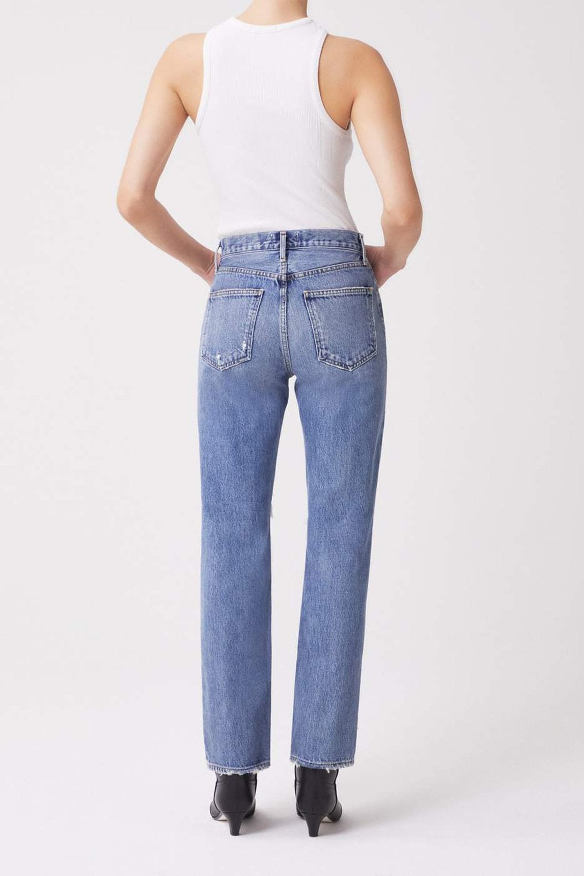 Lana Mid Rise Full Length Straight Jean in Backdrop - shop-olivia.com