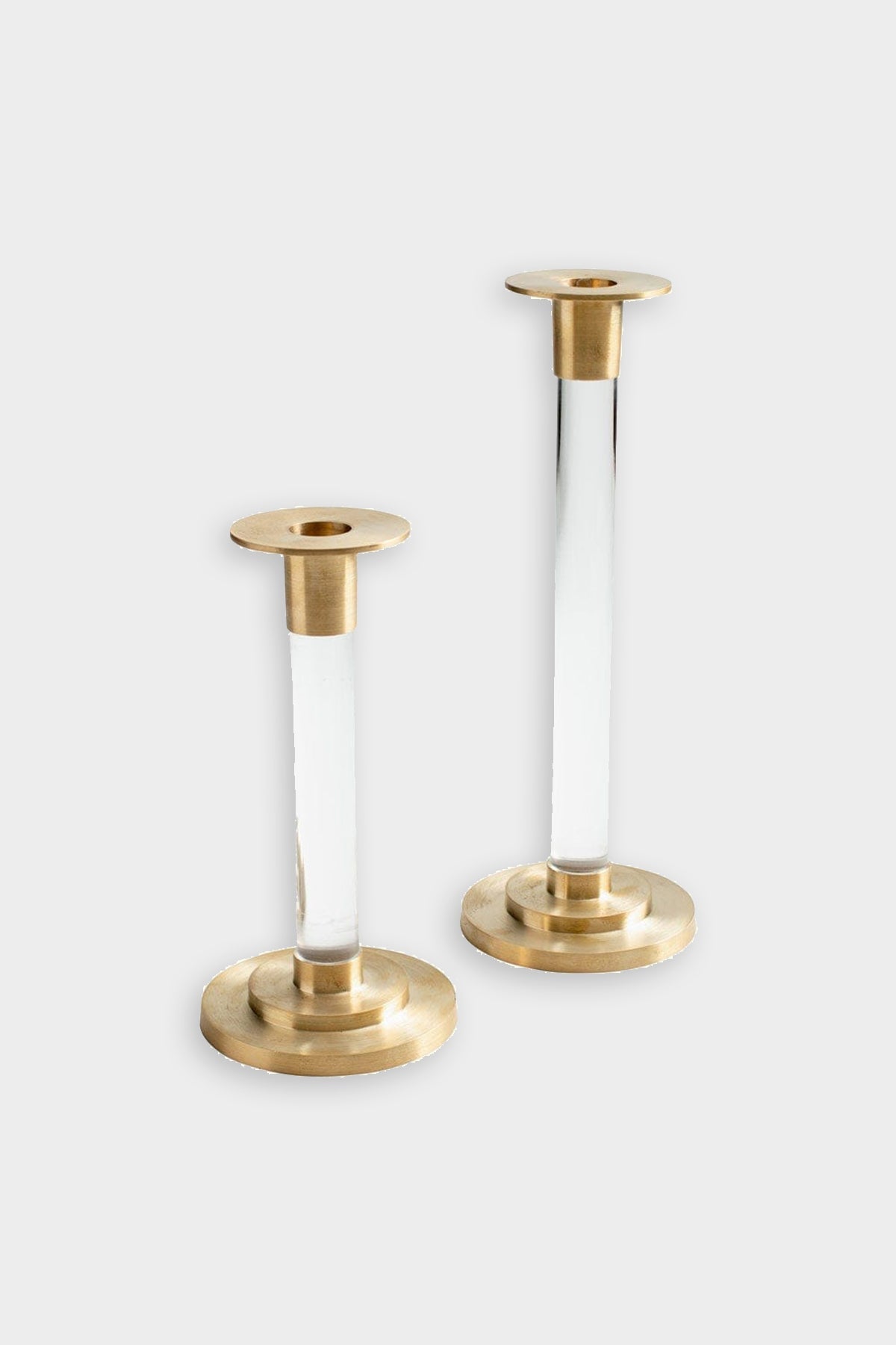 Large Brass & Resin Candlestick in Clear - shop-olivia.com