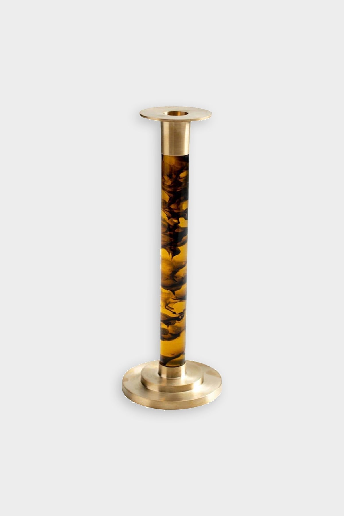 Large Brass & Resin Candlestick in Tortoiseshell - shop-olivia.com