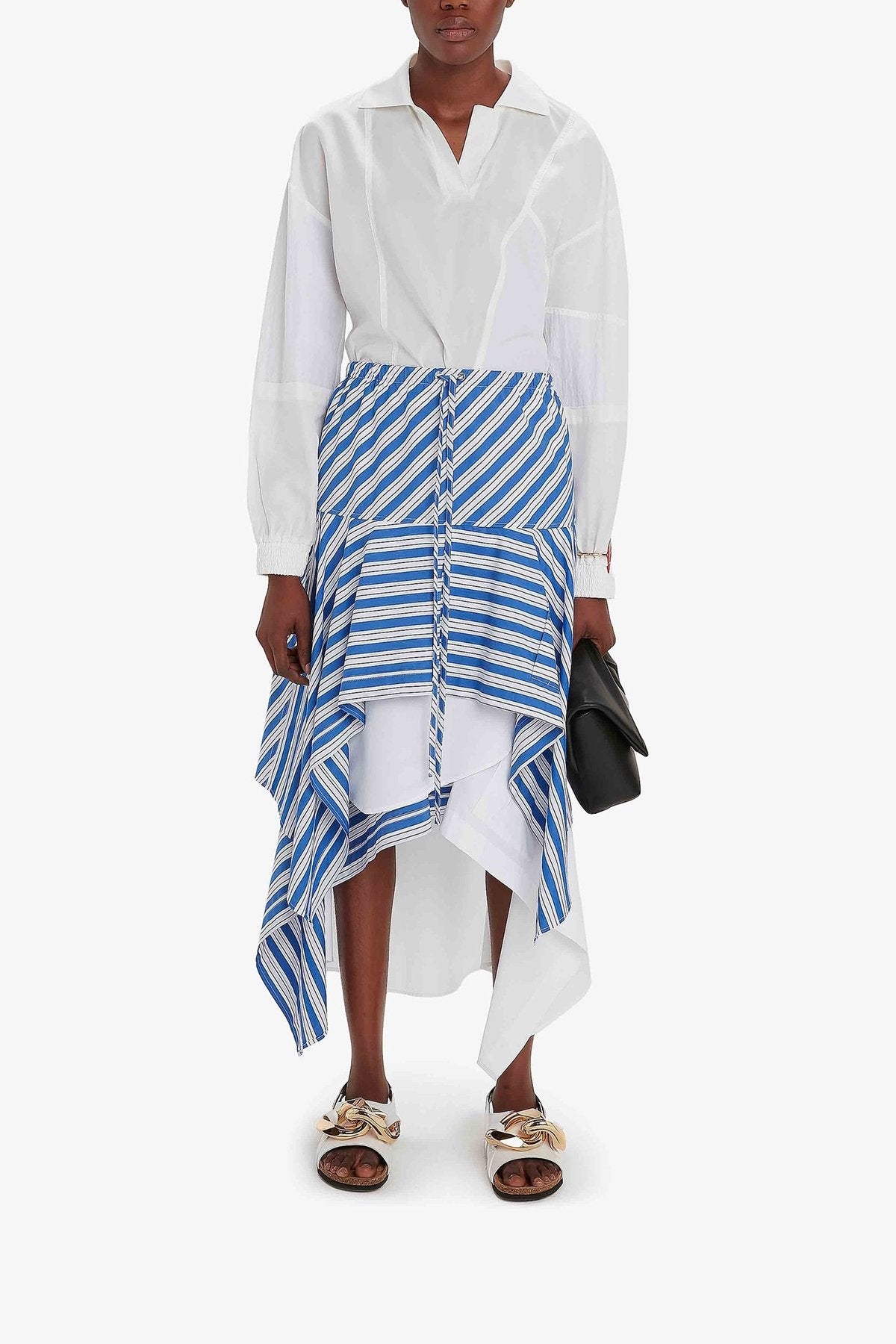 Layered Asymmetric Midi Skirt in Blue - shop-olivia.com