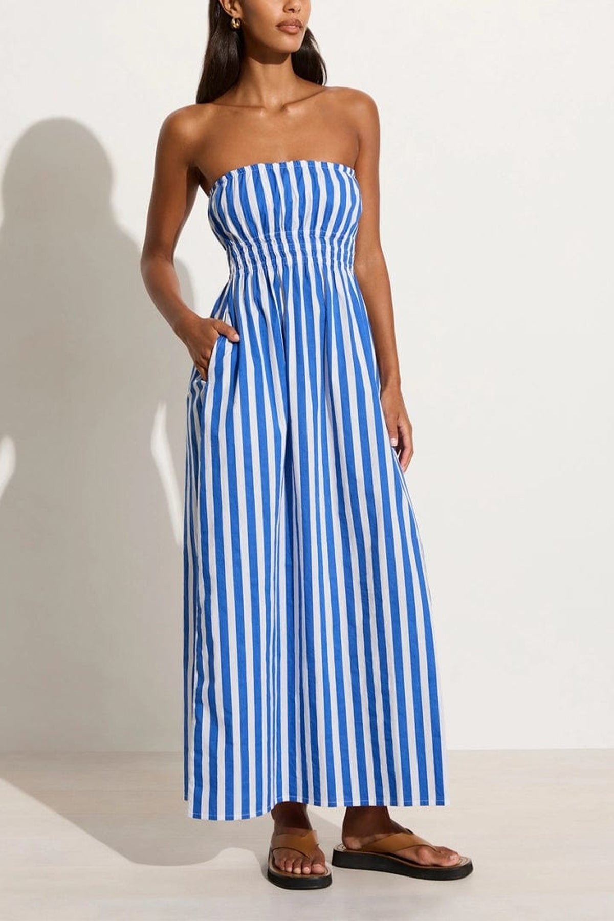 Le Bon Midi Dress in Bayou Stripe Cobalt