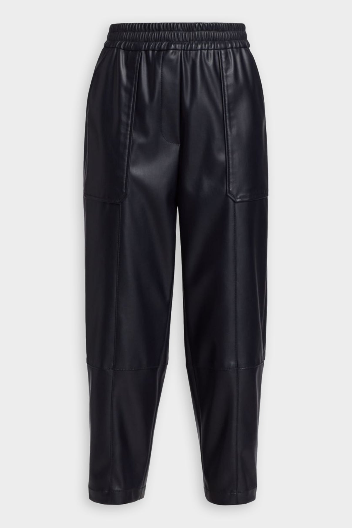 Leather Alternative Pull-On Trousers in Ink - shop-olivia.com