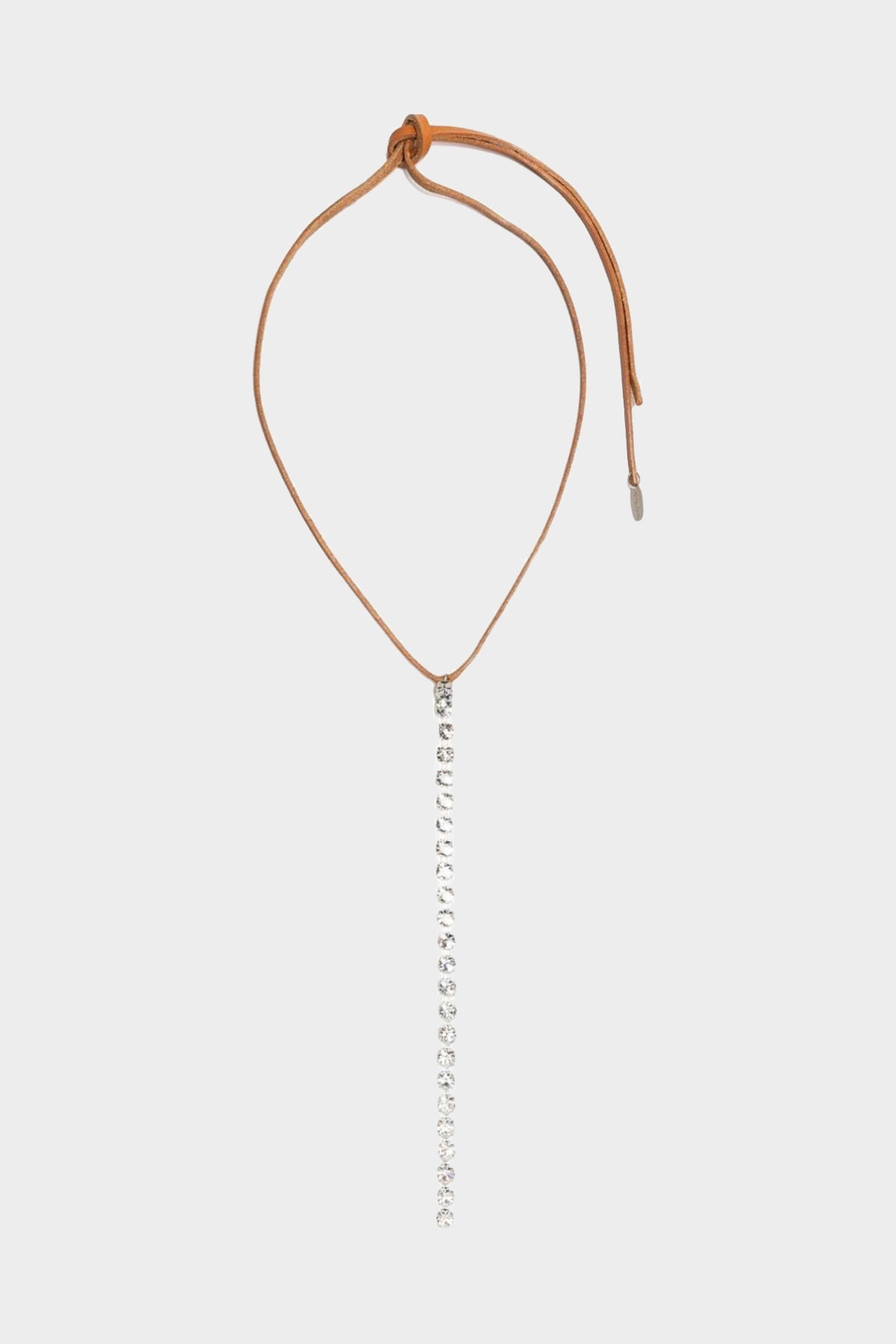 Leather Necklace with Crystal Pendent - shop-olivia.com
