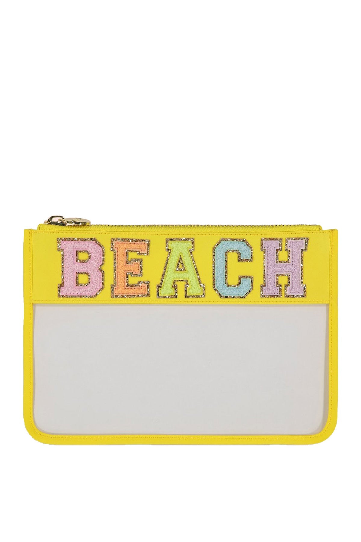 Lemon 'Beach' Clear Flat Pouch - shop-olivia.com