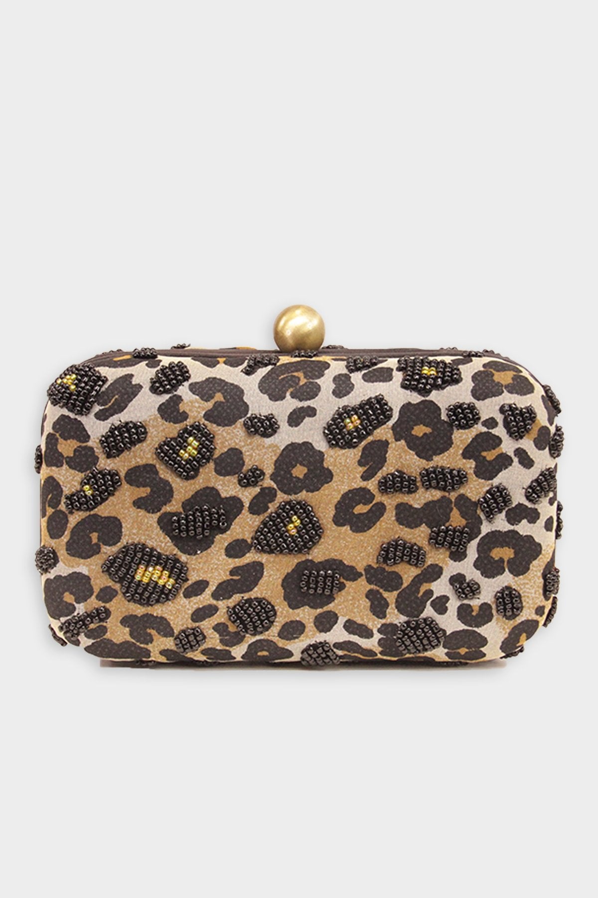 Leopard Beaded Clutch in Black - shop-olivia.com