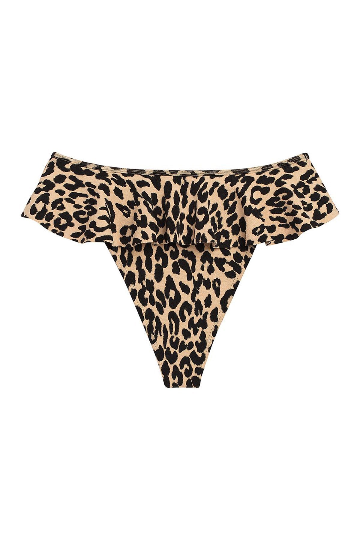 Leopard Texture Tamarindo Ruffle Bikini Bottom - shop-olivia.com