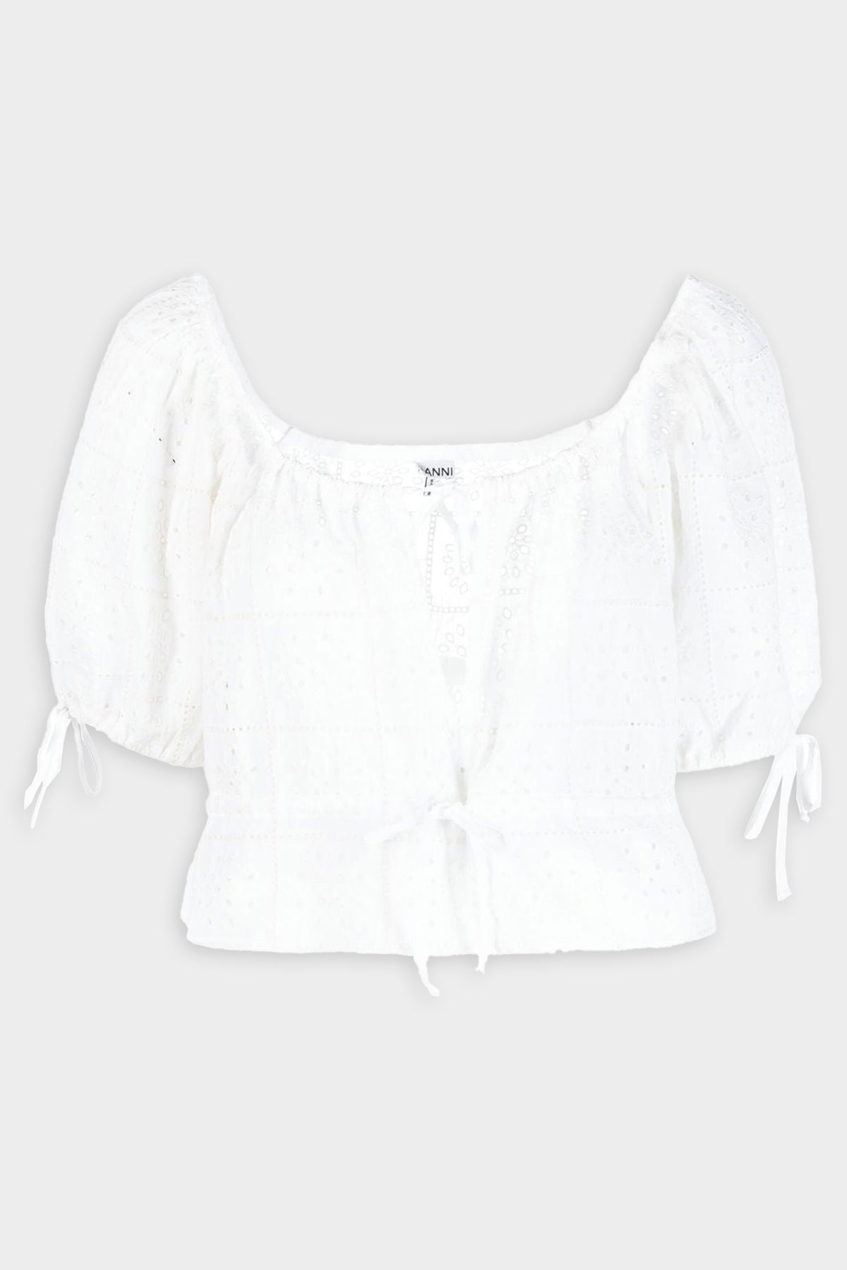 Light Broderie Anglaise Cropped Top in Bright White - shop-olivia.com
