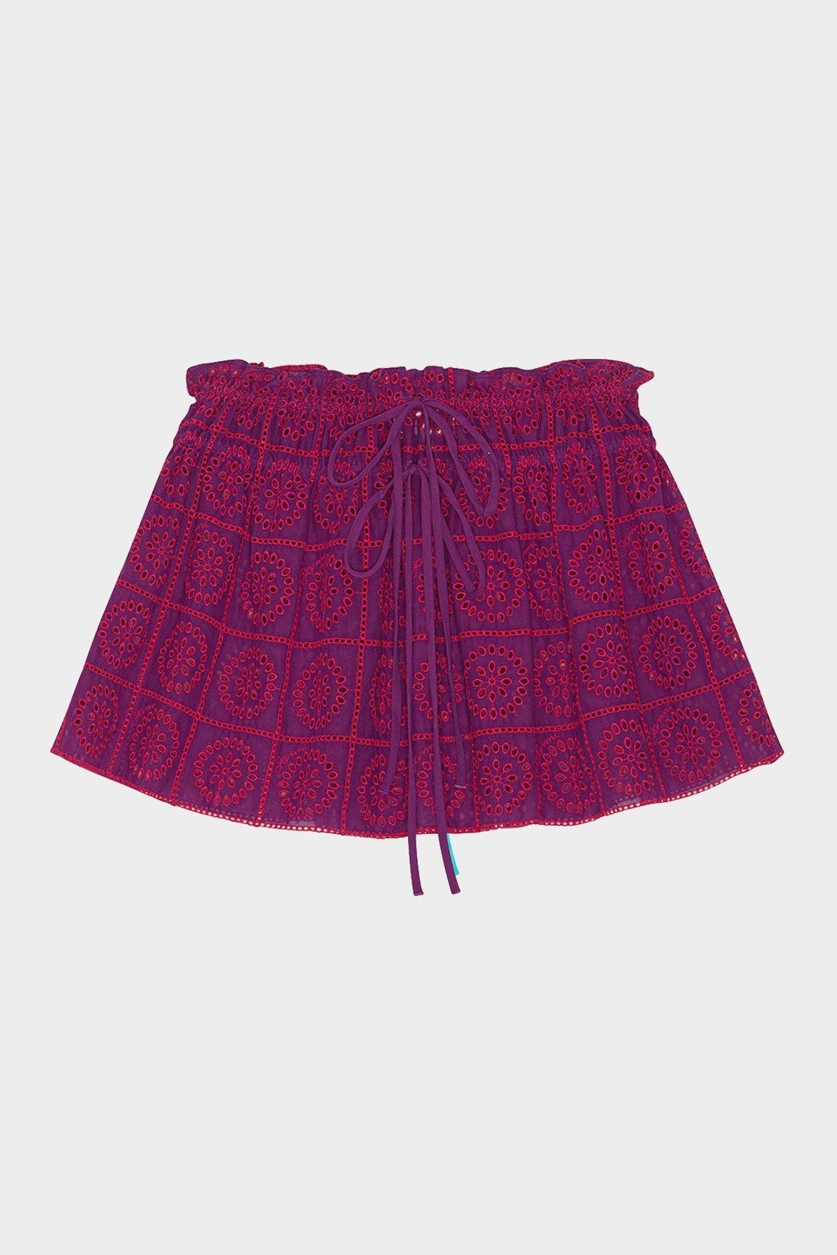 Light Broderie Anglaise Mini Skirt in Sparkling Grape - shop-olivia.com
