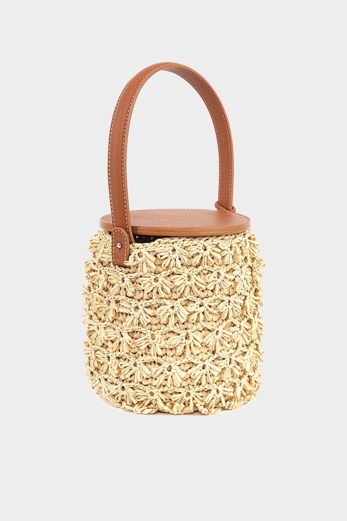 Lily Raffia Bow Bucket Bag in Terracota - shop-olivia.com