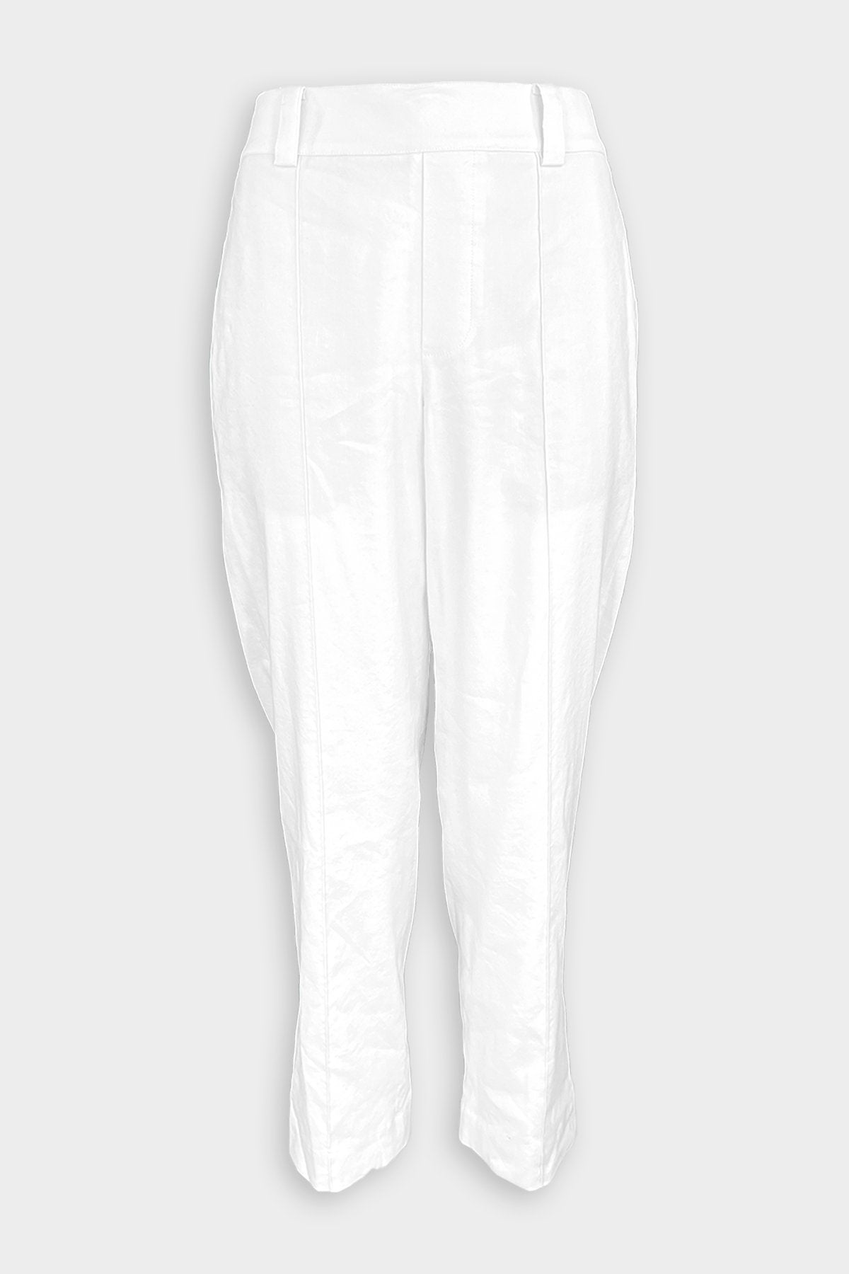 Linen Tapered Pull On Pant in Optic White - shop-olivia.com
