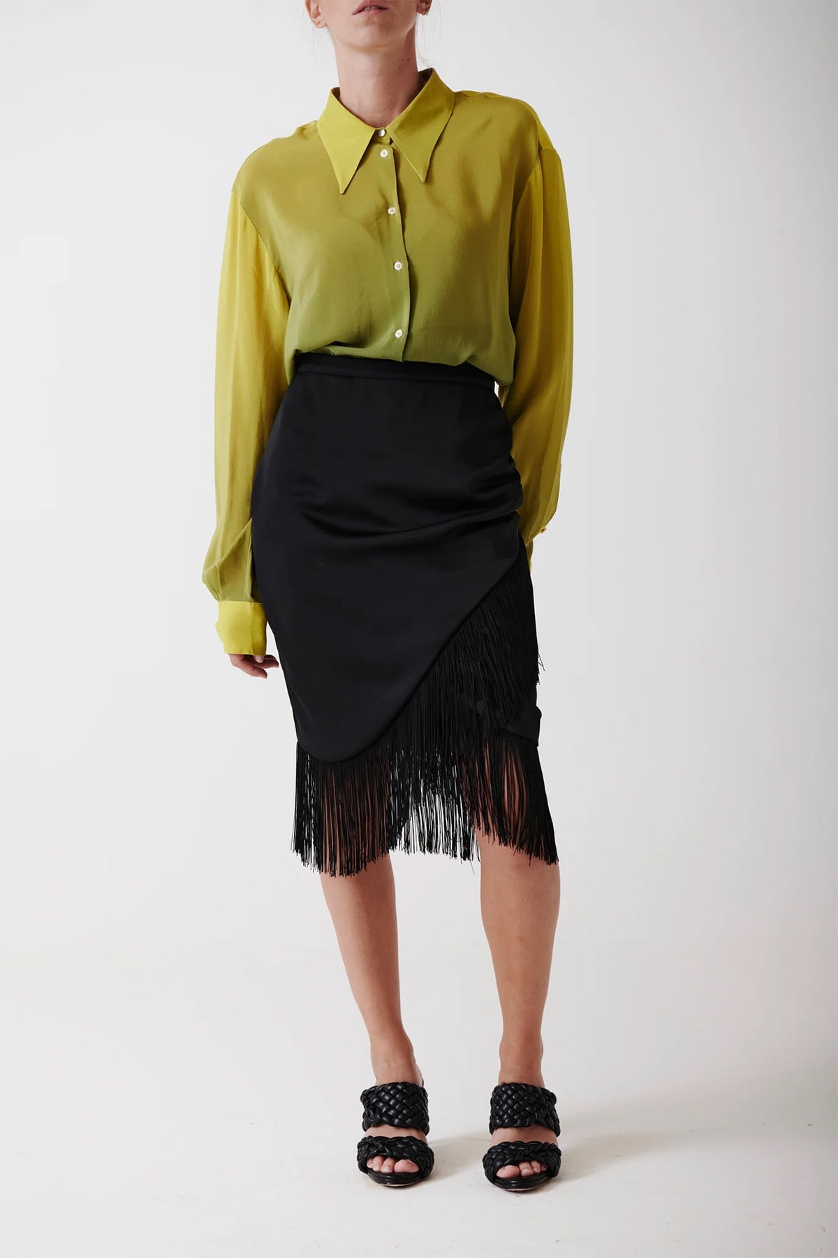 Lola Fringe Mini Skirt in Black - shop-olivia.com