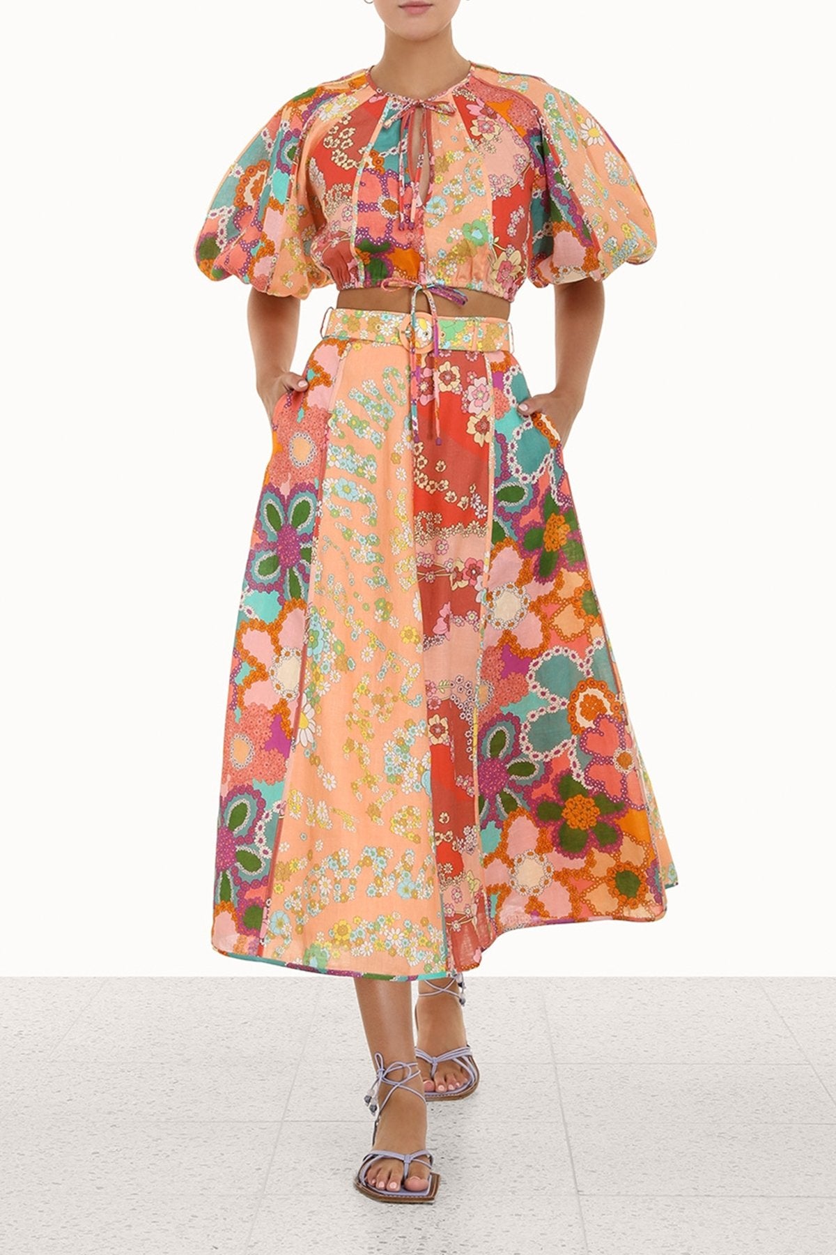 Lola Panelled Skirt in Spliced Floral - shop-olivia.com