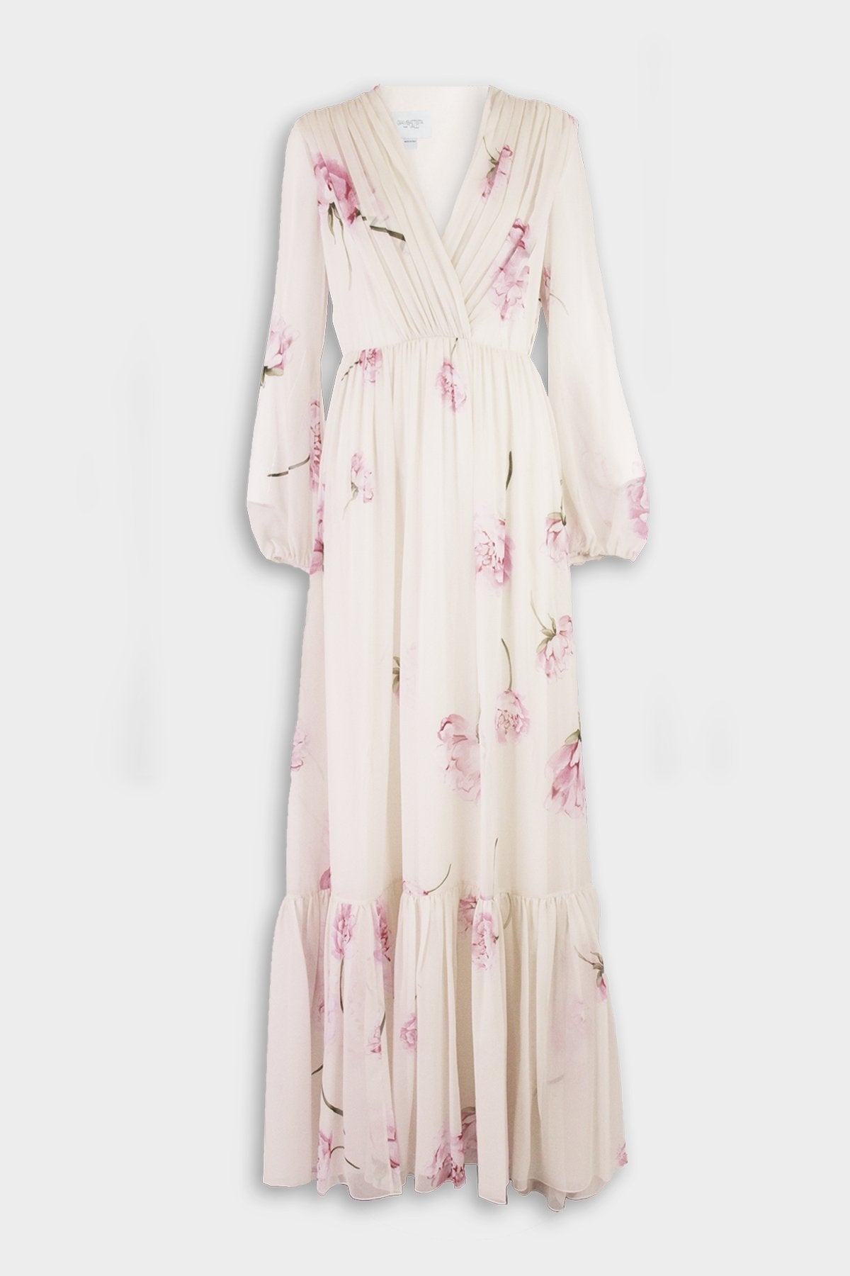 Long Dress in Ivory/Rose print - shop-olivia.com