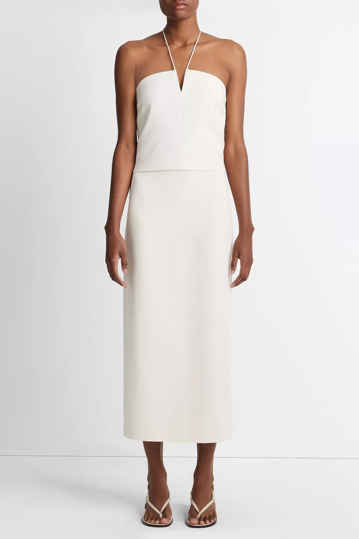 Long Pencil Skirt in Off-White - shop-olivia.com