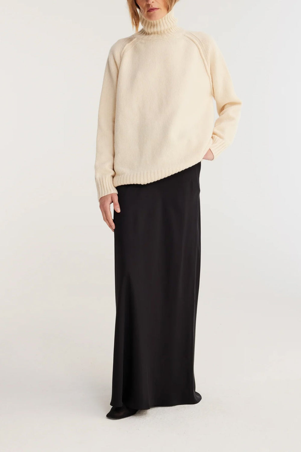 Satin Stripe Long Skirt