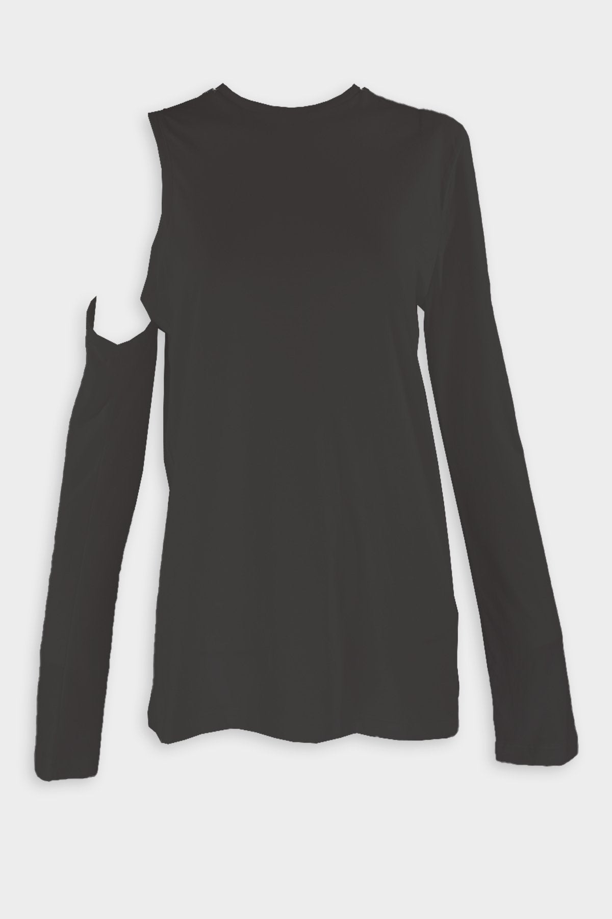 Long Sleeve Cutout T-Shirt in Black - shop-olivia.com