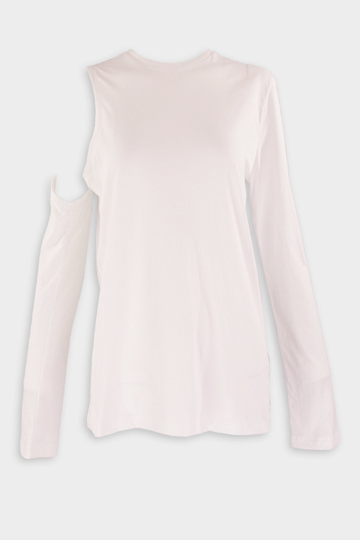 Long Sleeve Cutout T-Shirt in White - shop-olivia.com