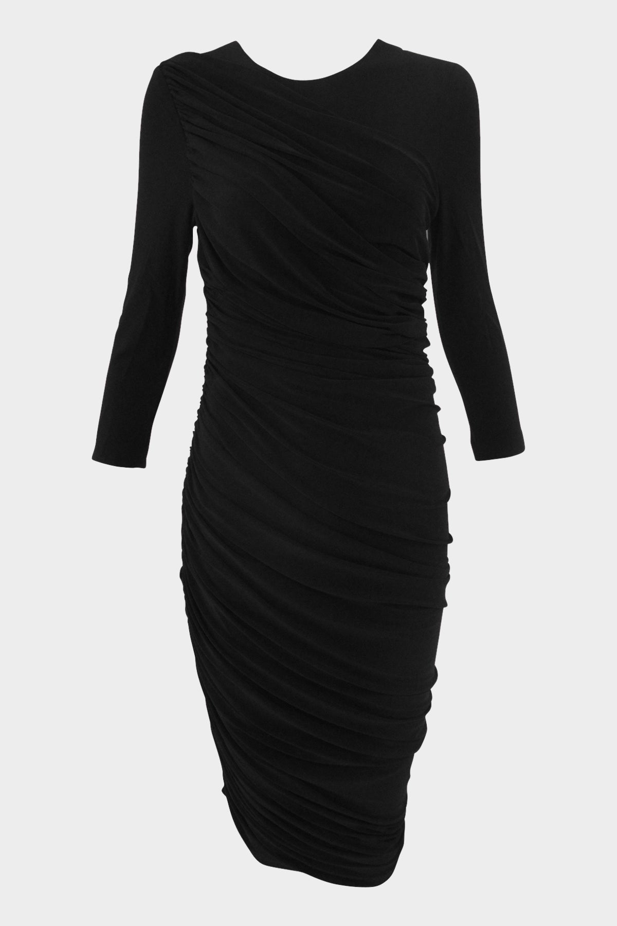 Long Sleeve Diana Dress to Knee in Black - shop-olivia.com