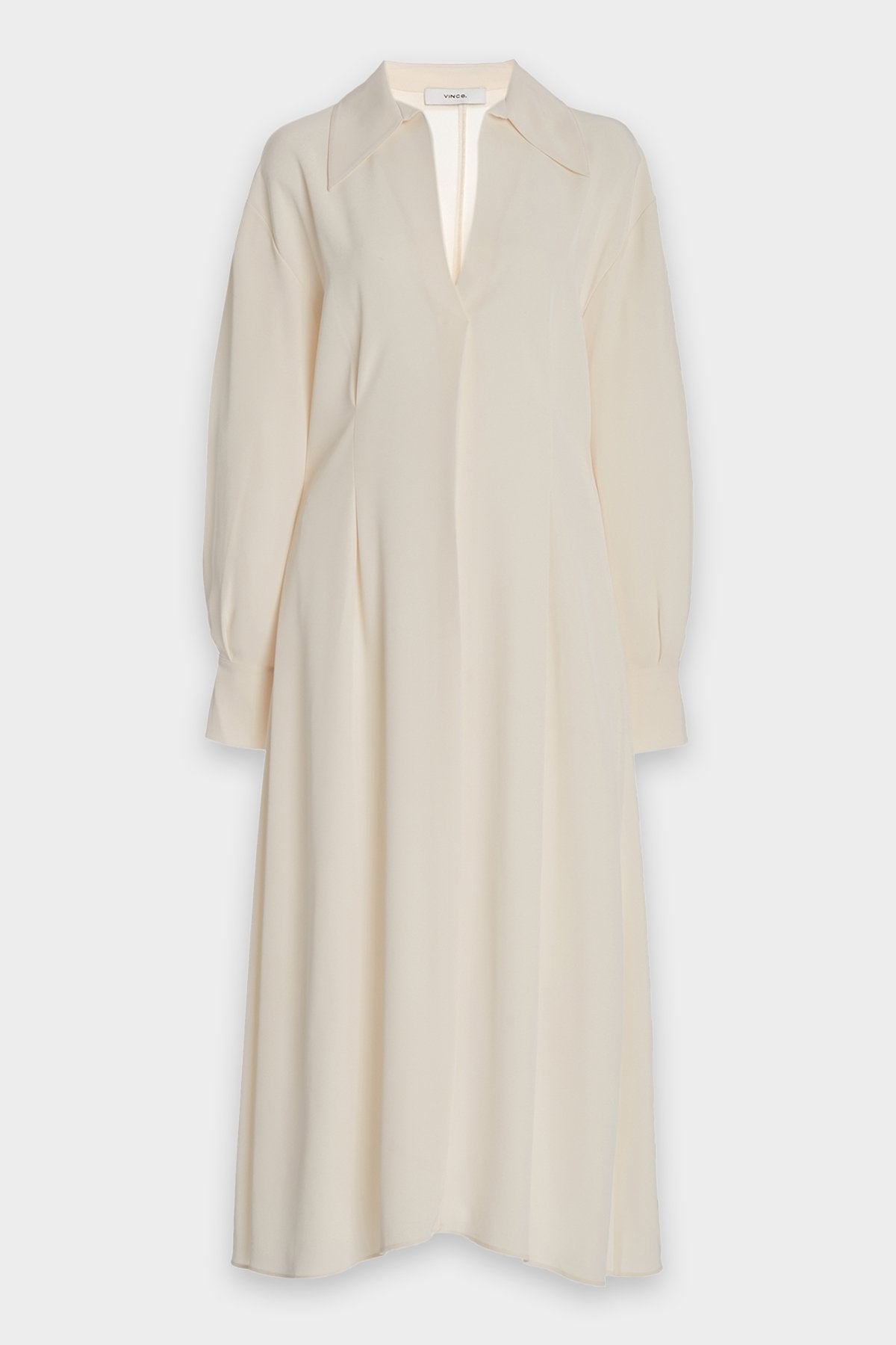 Long Sleeve Draped Collar Dress in Chiffon - shop-olivia.com