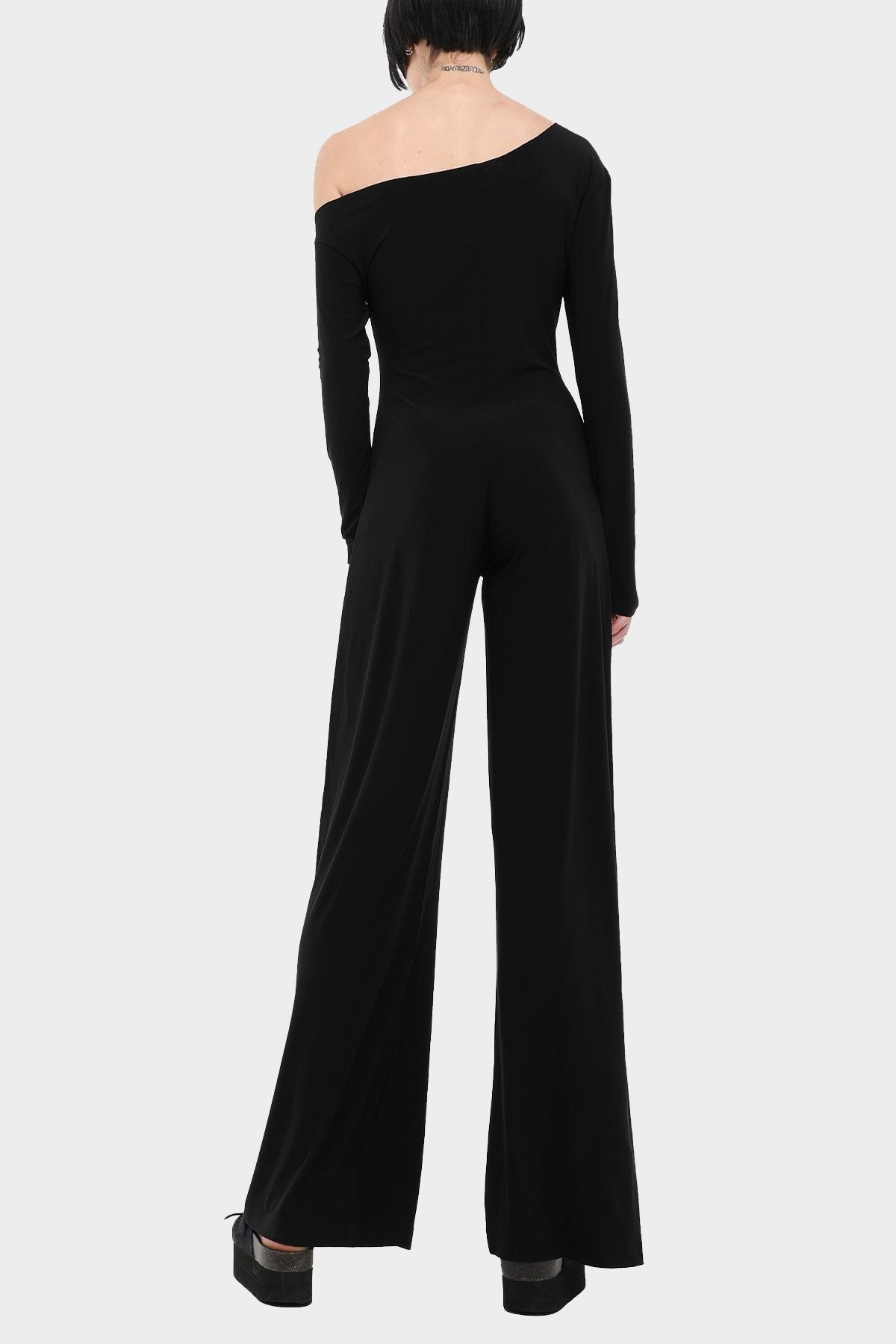 Long Sleeve Drop Shoulder Jumpsuit in Black - shop-olivia.com