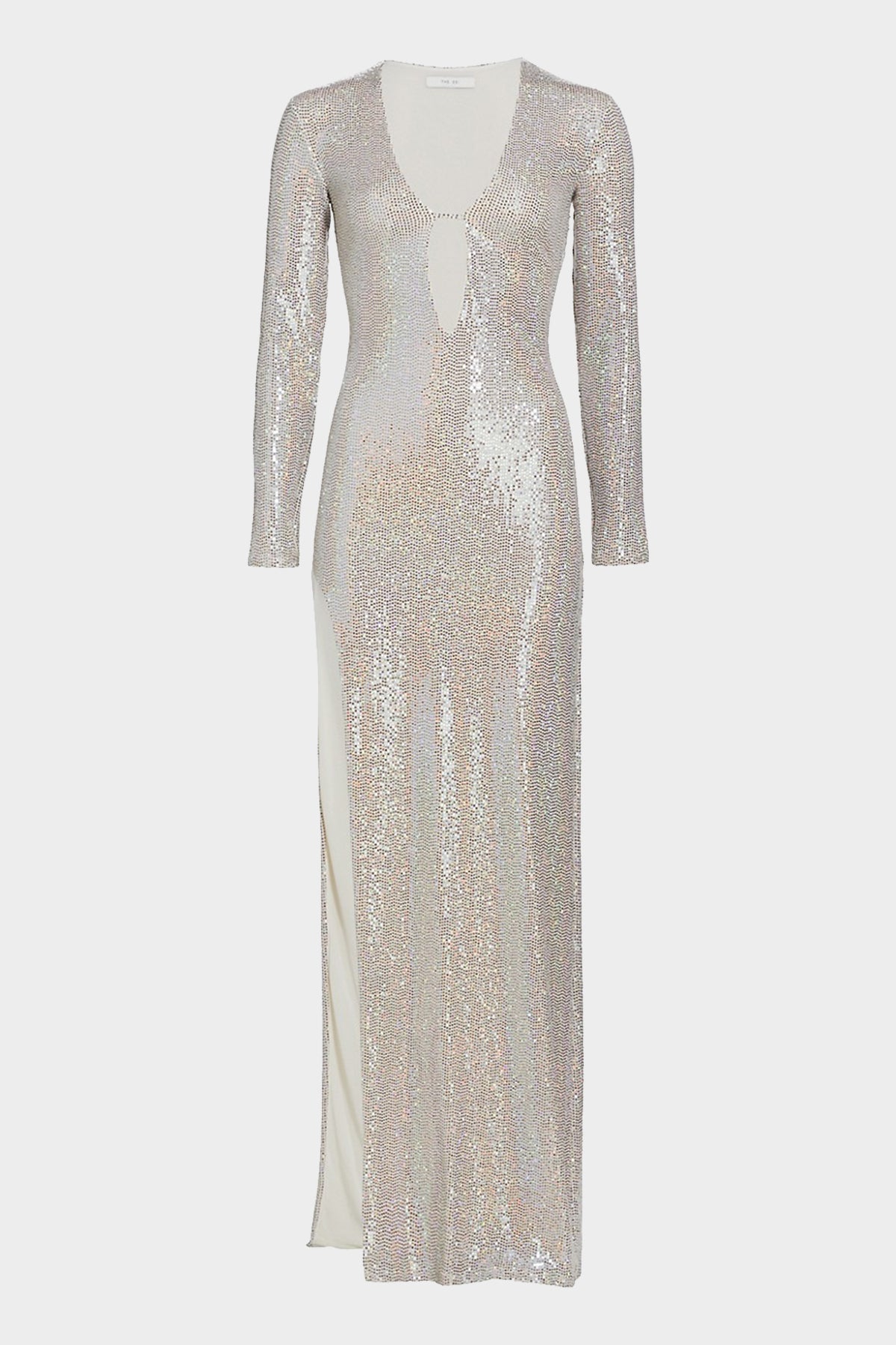 Long-Sleeve Sequin Gown in Frost - shop-olivia.com