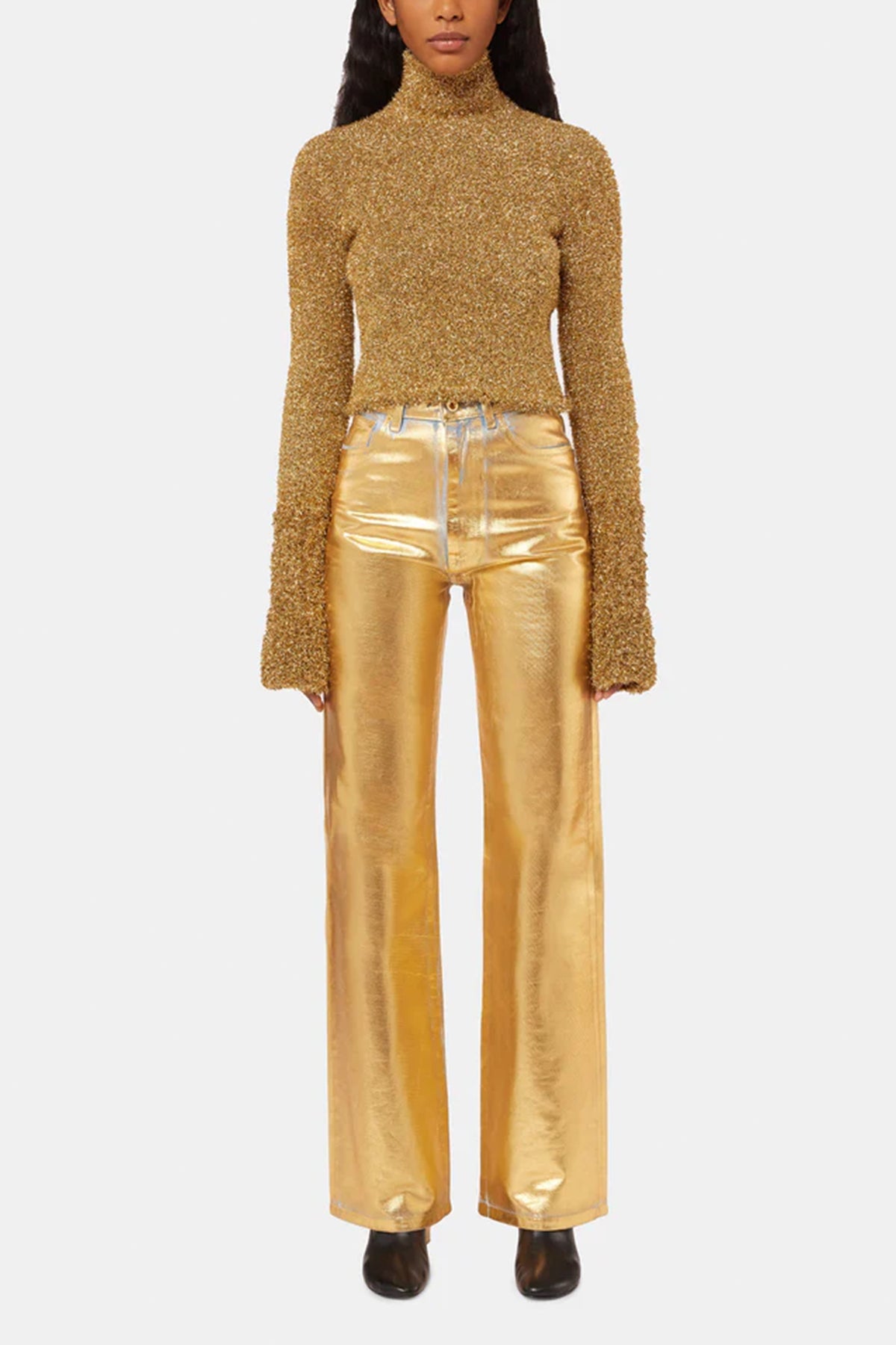Long Sleeve Turtleneck Sweater in Gold - shop-olivia.com