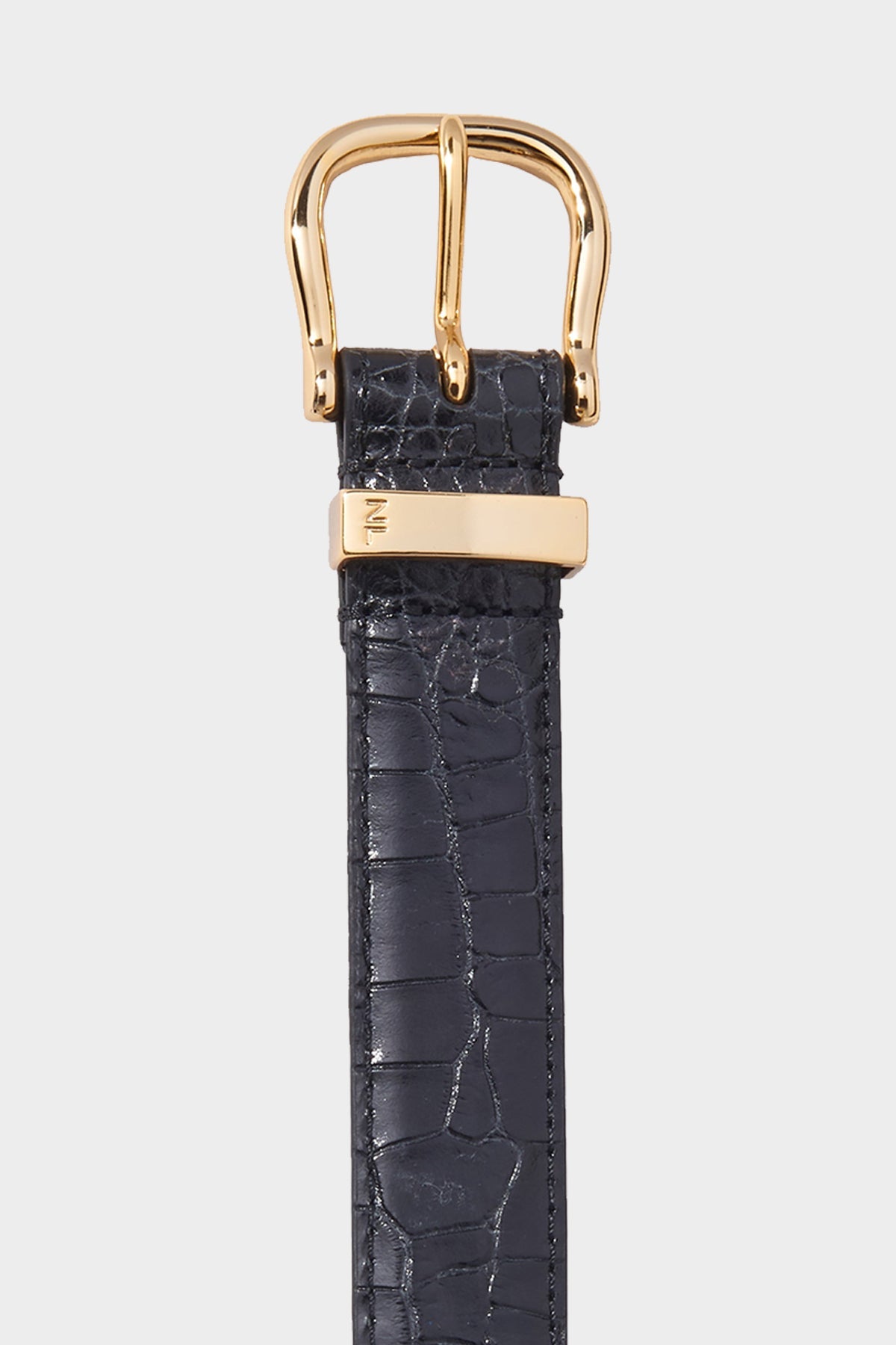 Louise Croc Embossed Leather Belt in Black - shop-olivia.com