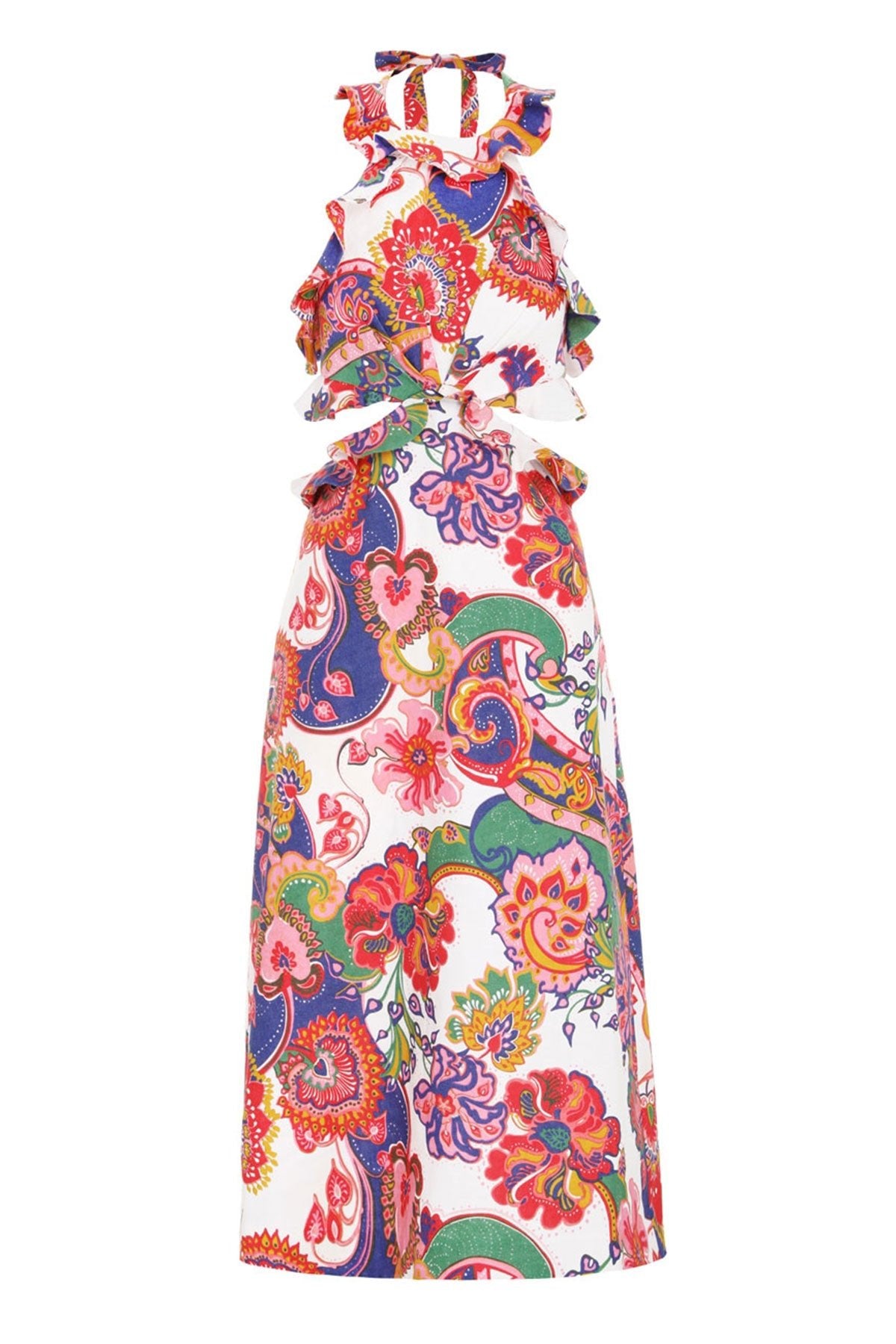 Lovestruck Tie Back Midi Dress in Natural Paisley Floral - shop-olivia.com