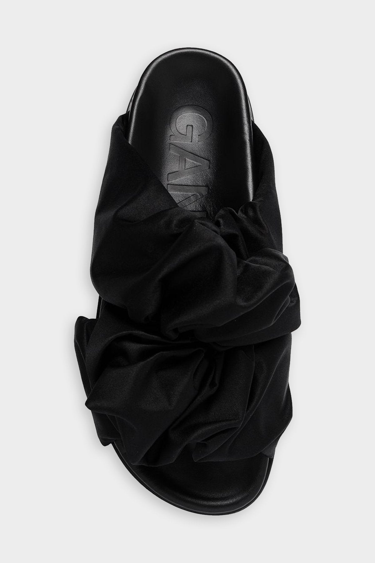 Low Flatform Ruched Sandals in Black - shop-olivia.com
