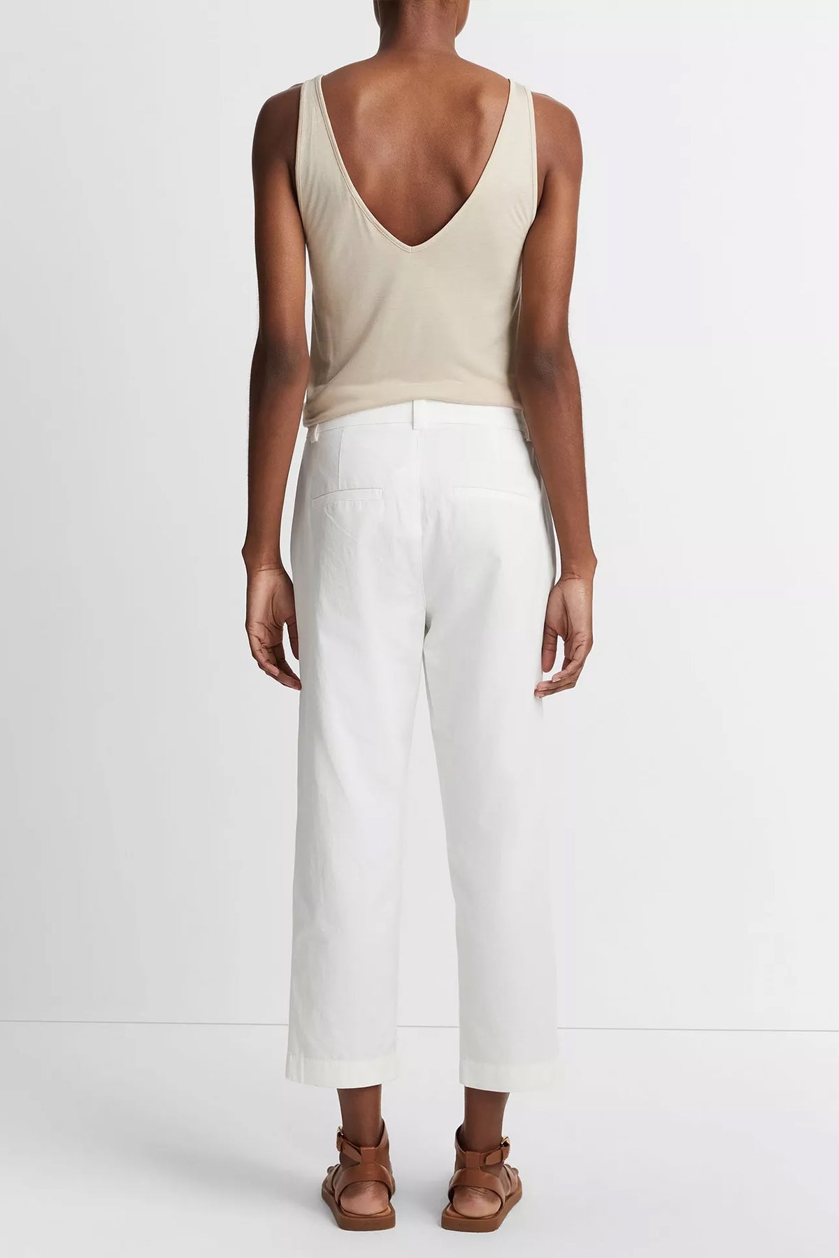 Low-Rise Washed Cotton Crop Pant in Off-White - shop-olivia.com
