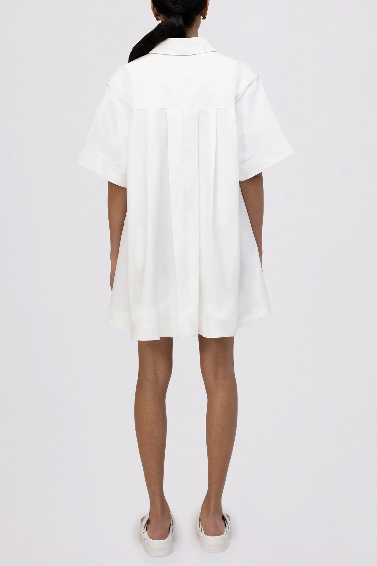 Lucienne Short Sleeve Mini Dress in White - shop-olivia.com