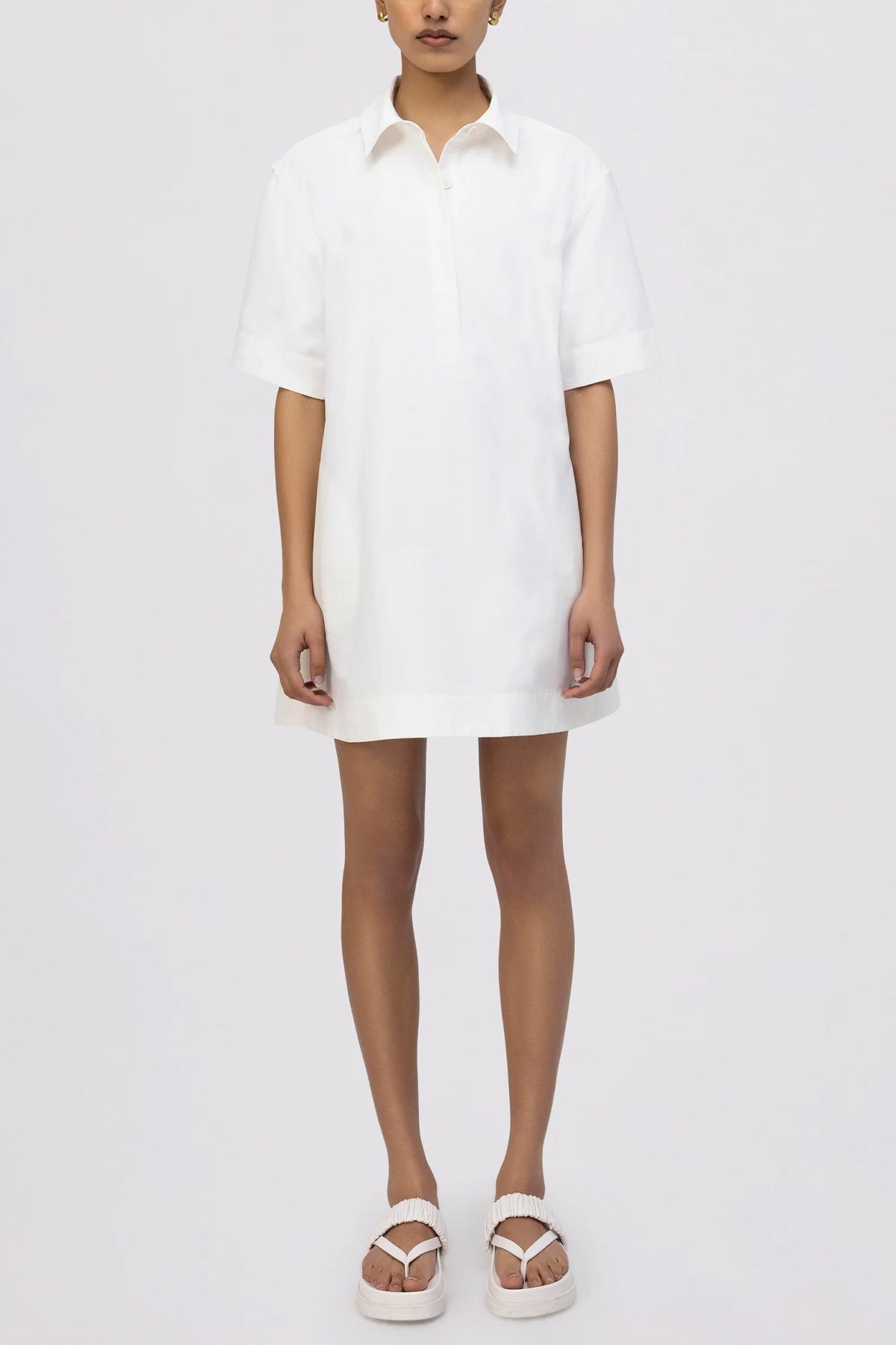 Lucienne Short Sleeve Mini Dress in White - shop-olivia.com
