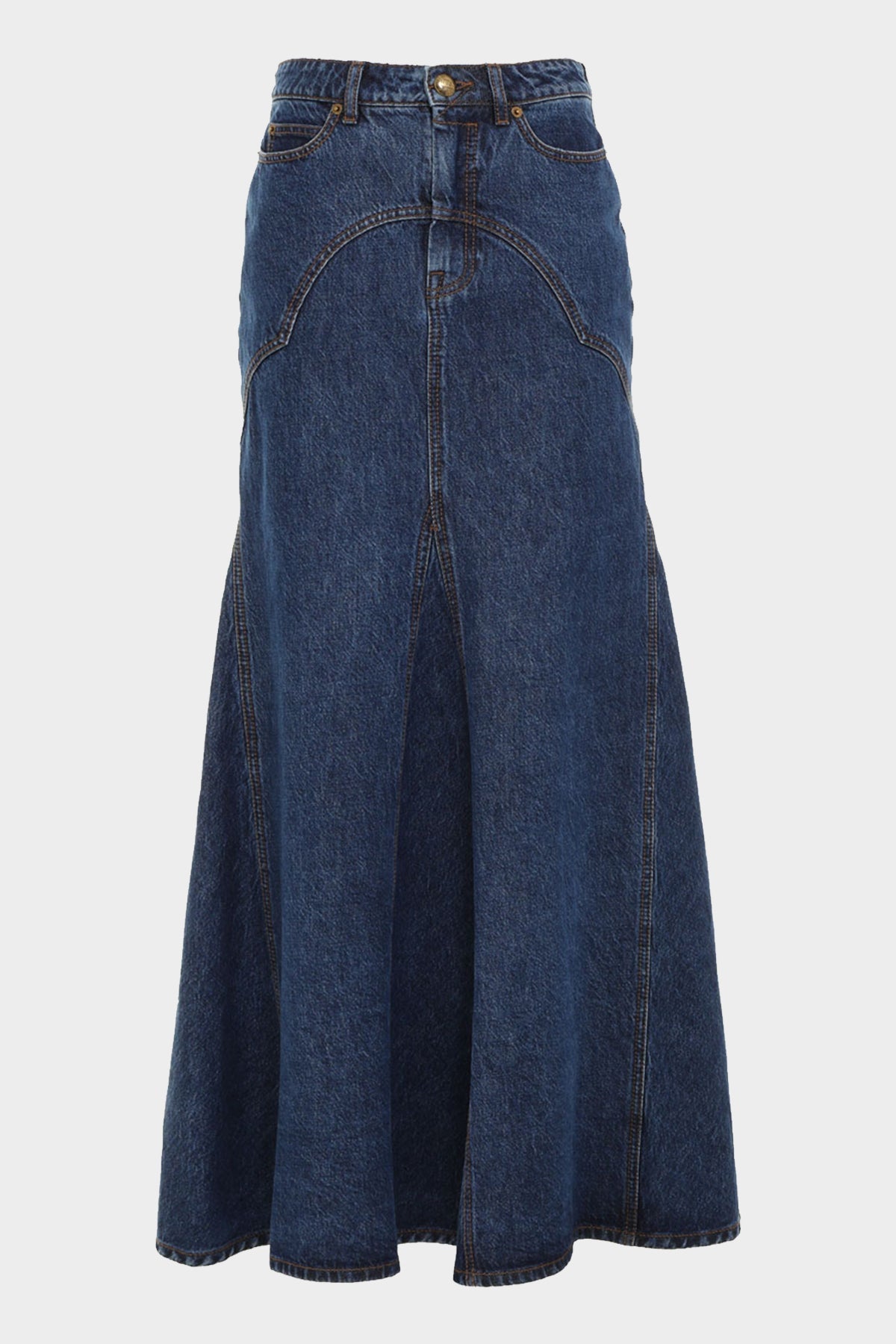 Luminosity Denim Maxi Skirt in Sapphire - shop-olivia.com