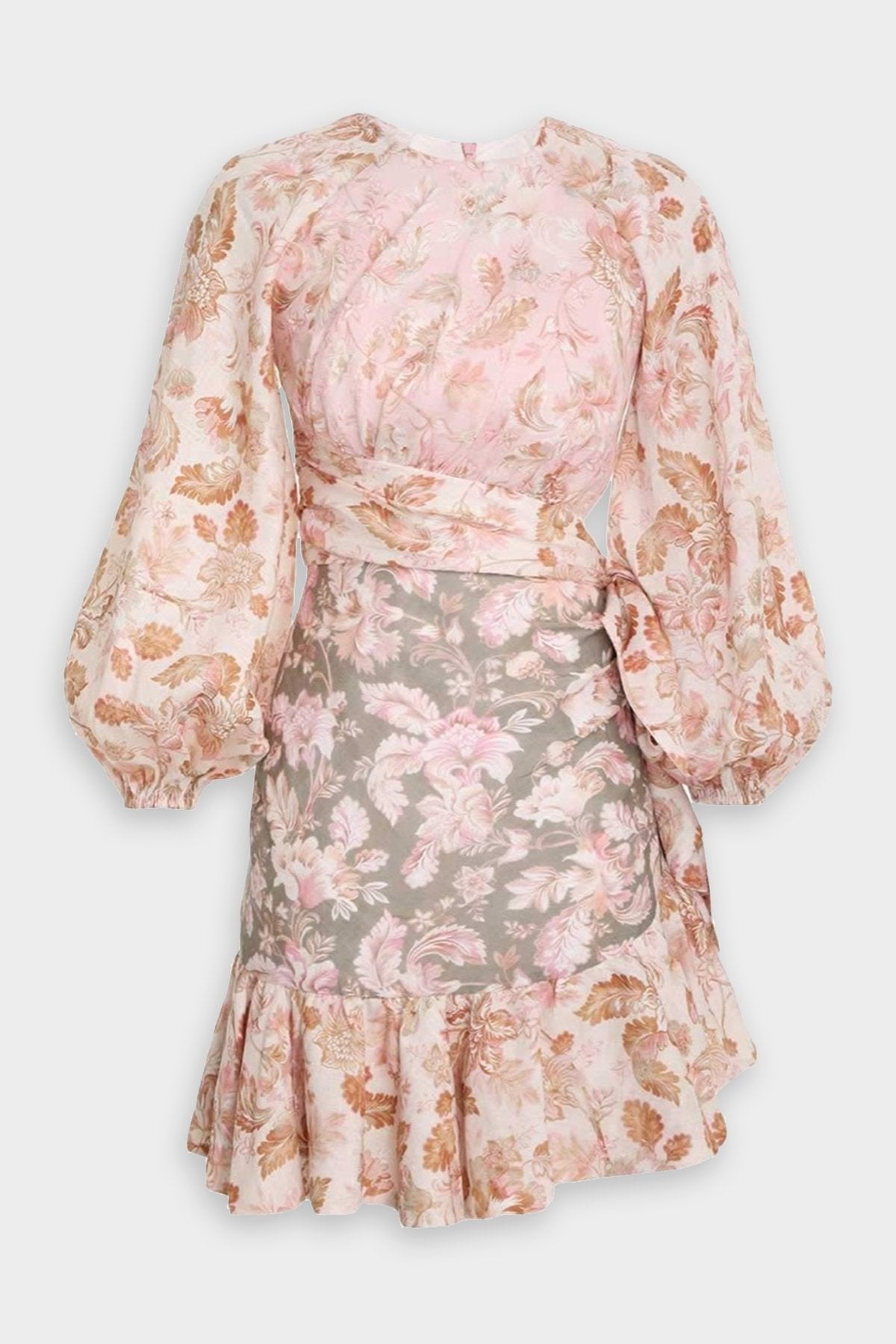 Lyre Wrap Billow Mini Dress in Spliced - shop-olivia.com