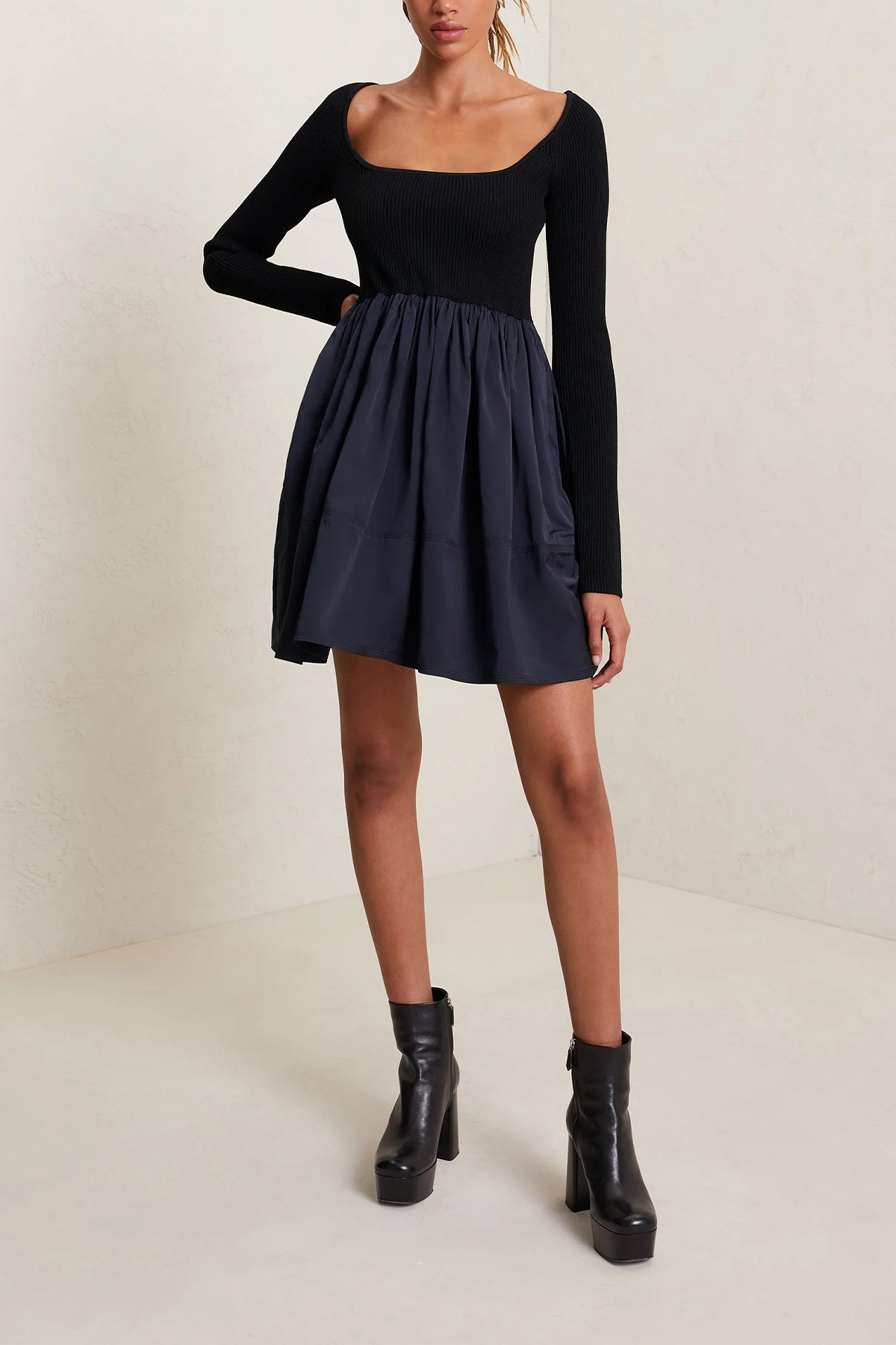 Maddie Mini Dress in Black Navy - shop-olivia.com