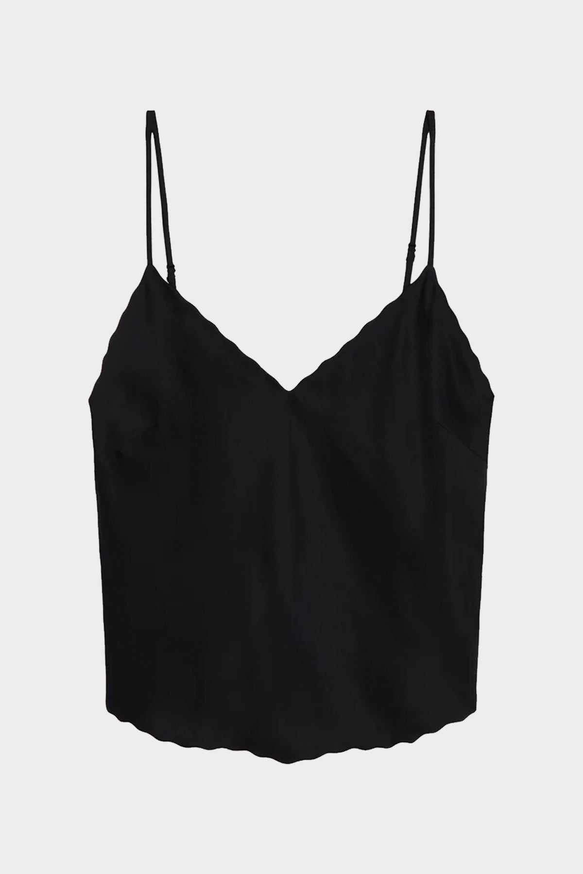 Malia Scalloped Camisole Top in Black - shop-olivia.com