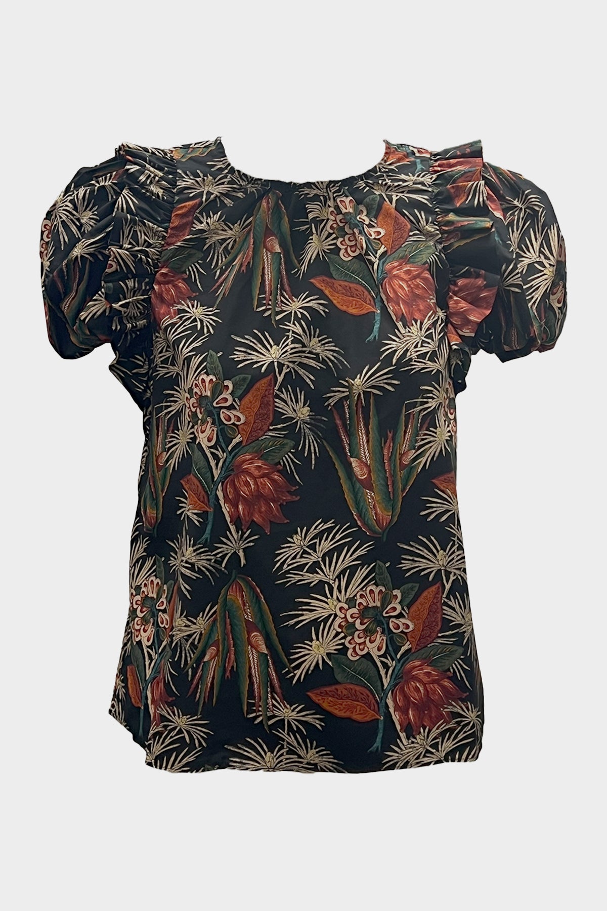 Marcelyn Puff Sleeve Top in Anthurium - shop-olivia.com