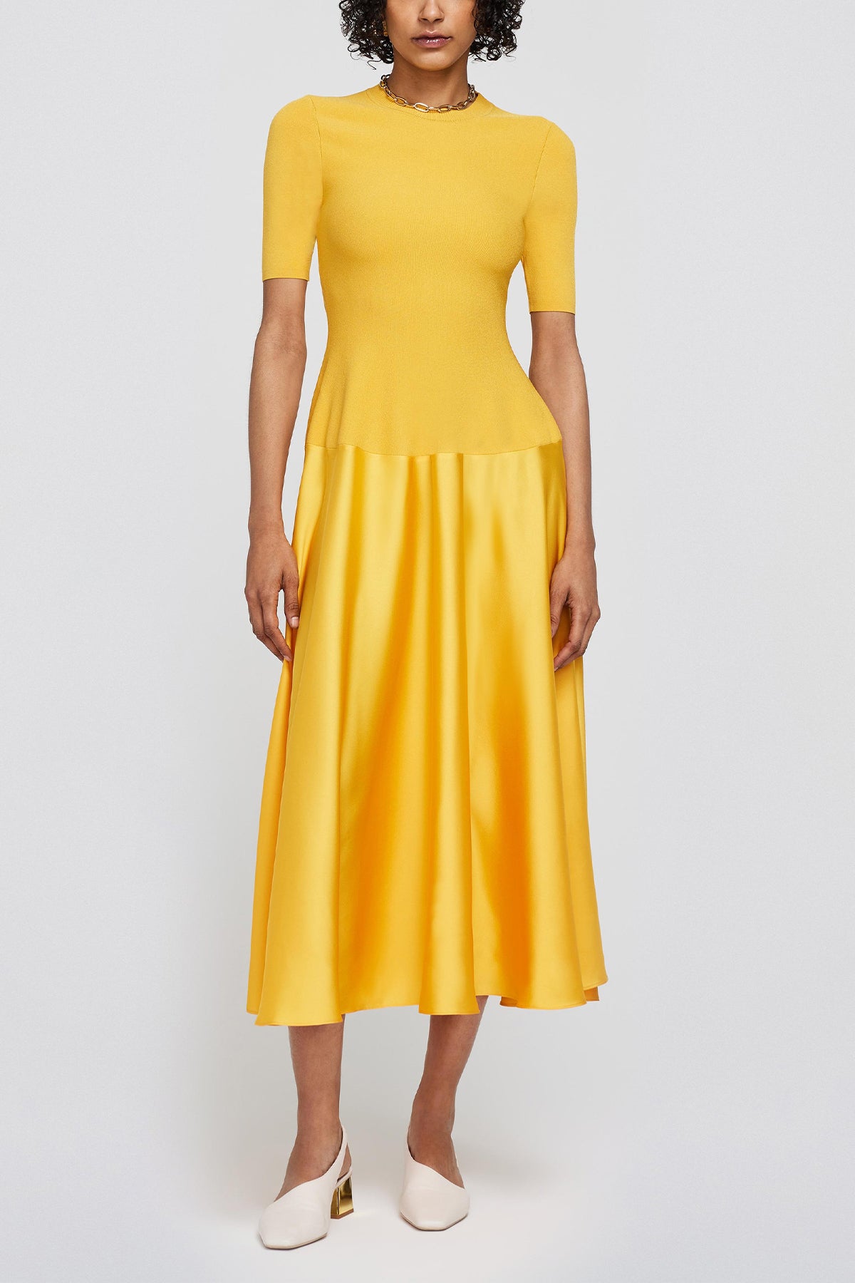 Marionne Midi Dress in Goldenrod - shop-olivia.com
