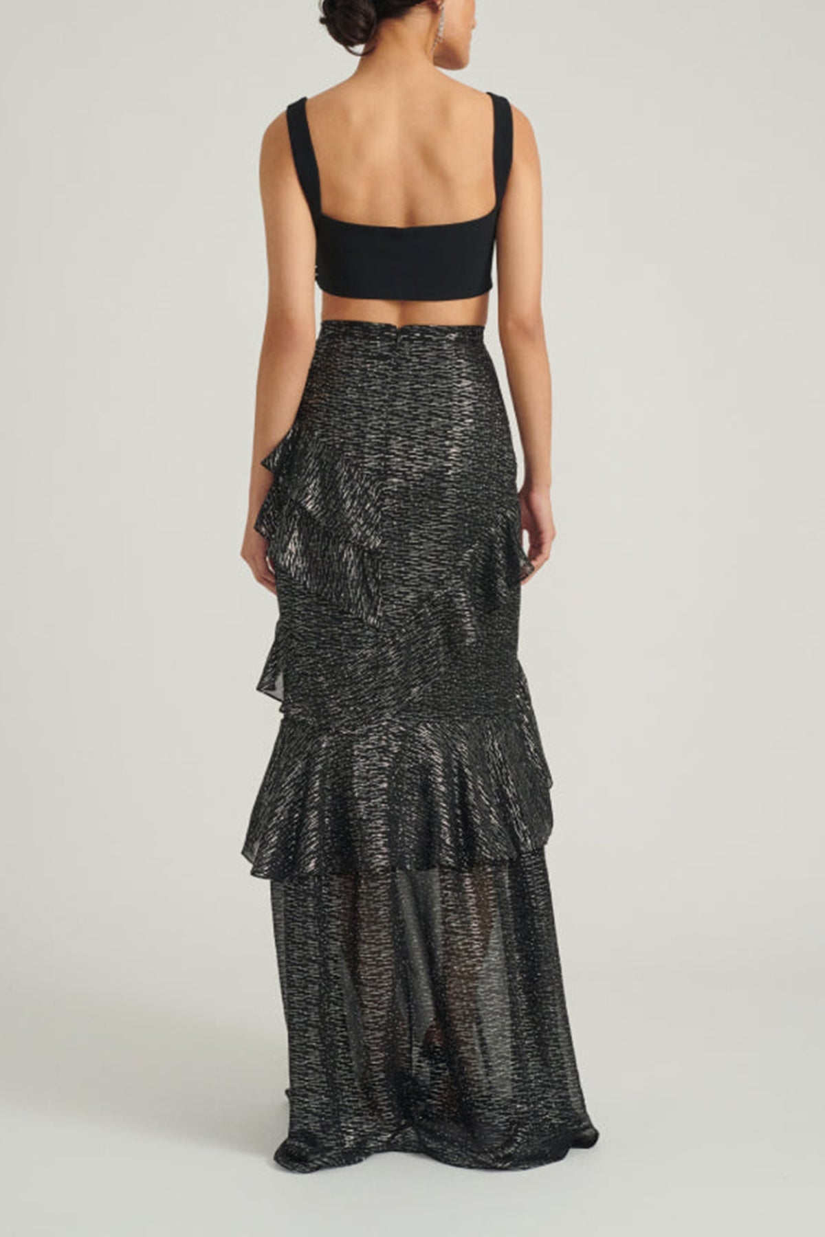 Marissa Long Skirt In Black Silver - shop-olivia.com