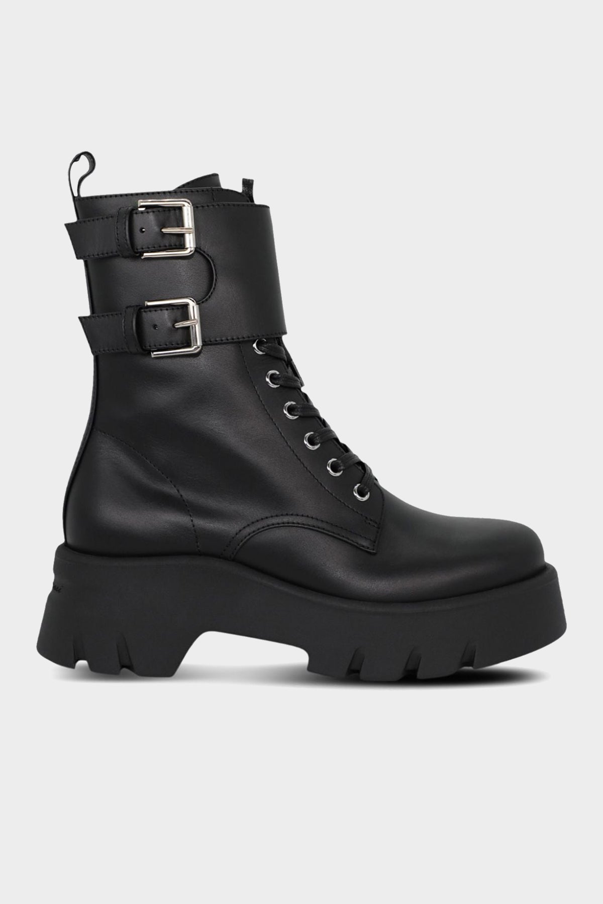 Marloe Leather Combat Boots in Black - shop-olivia.com