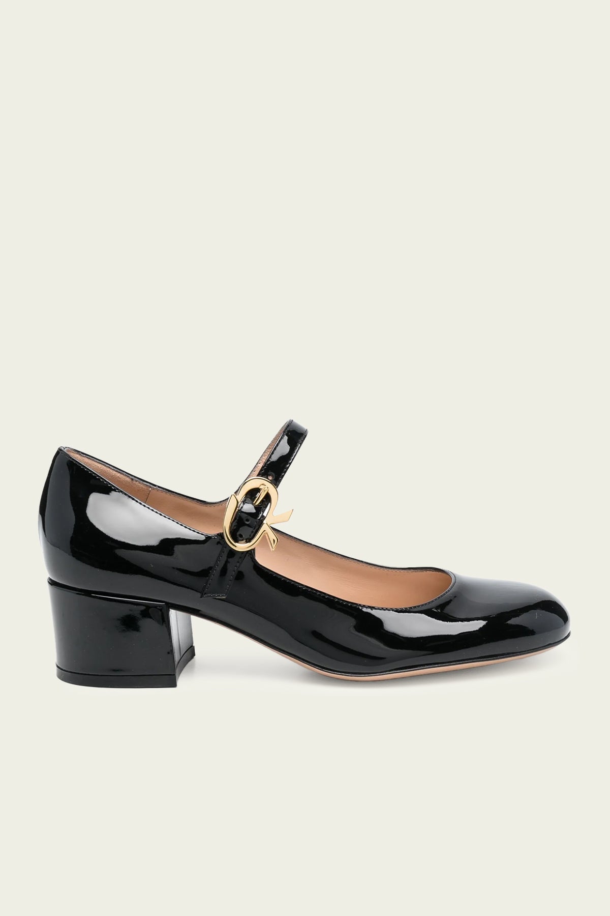 Mary Ribbon Patent Leather Pump in Black - shop-olivia.com