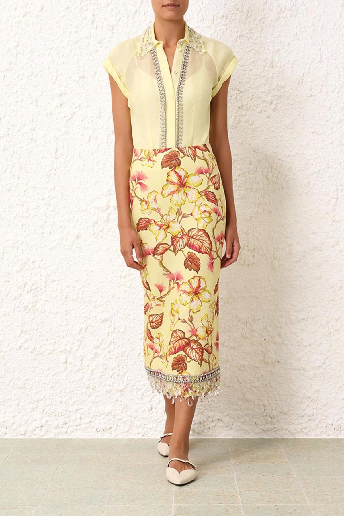 Matchmaker Diamante Skirt in Yellow Hibiscus - shop-olivia.com