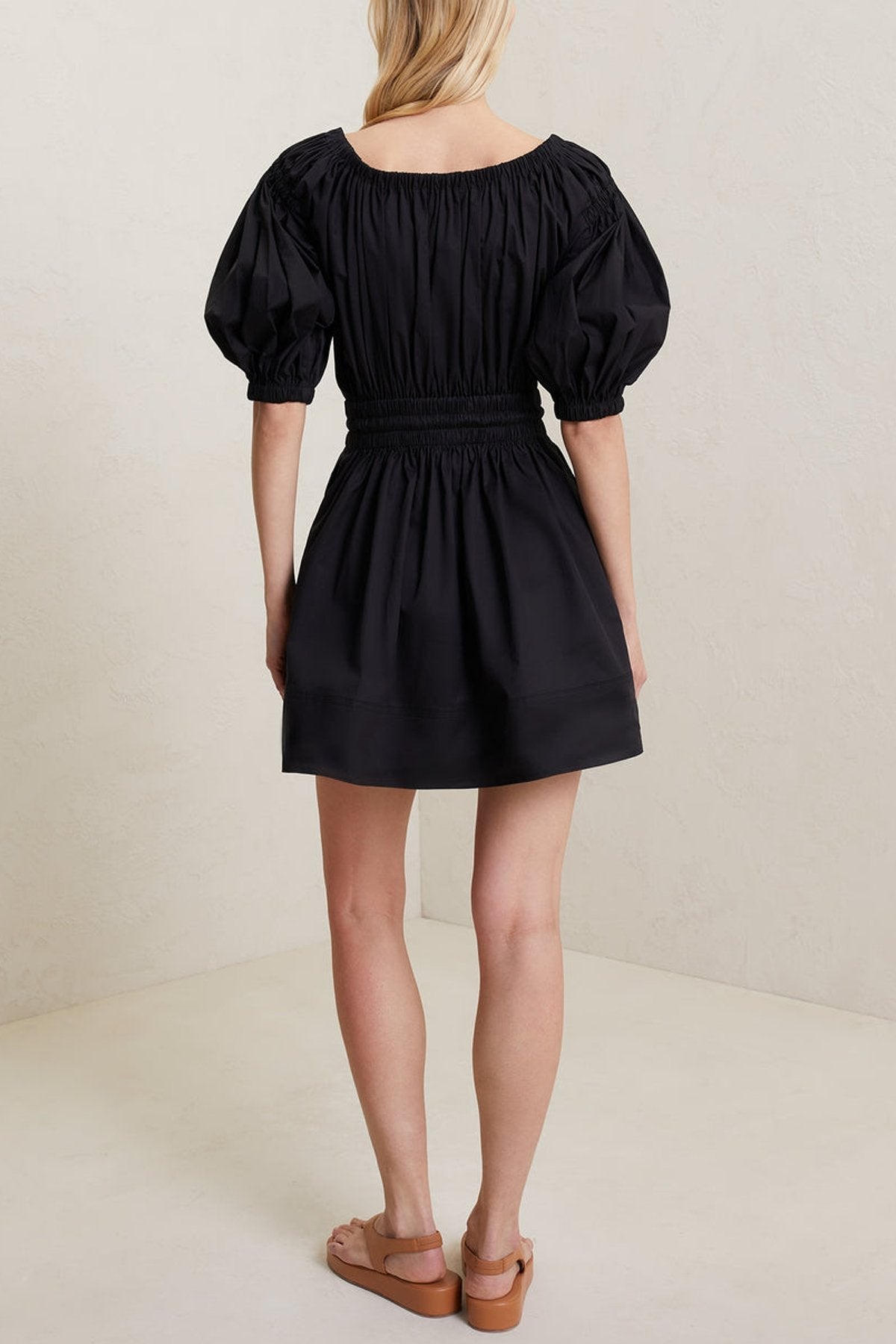 Maya Cotton Mini Dress in Black - shop-olivia.com