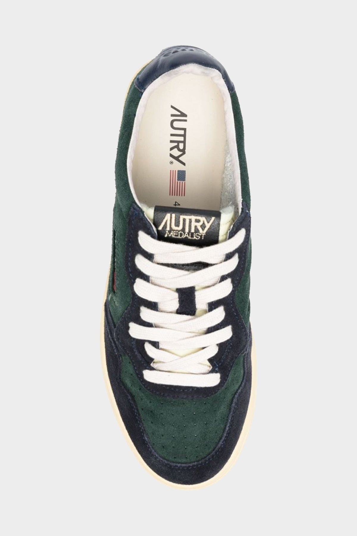 Medalist Low Suede Leather Men Sneaker in Green and Blue - shop-olivia.com