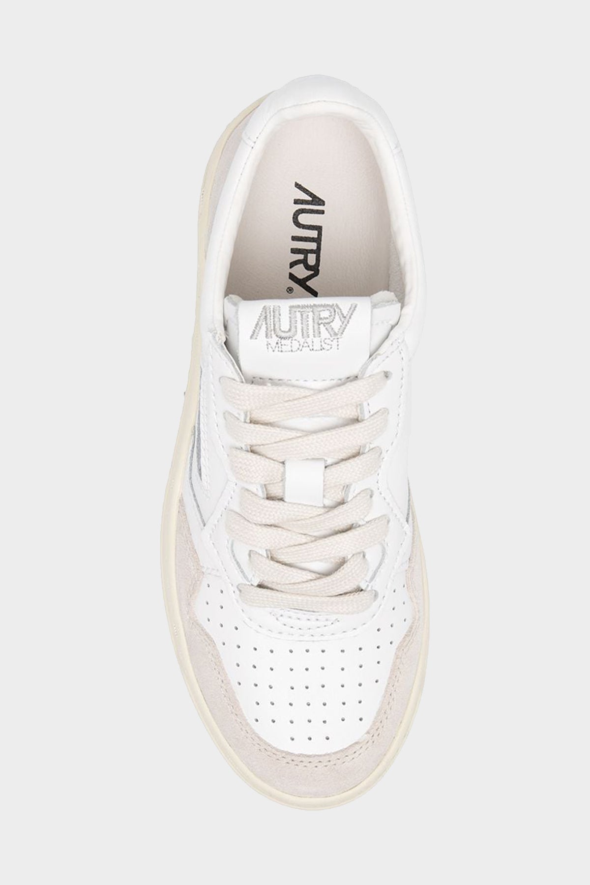 Medalist Low Suede Leather Sneaker in White - shop-olivia.com