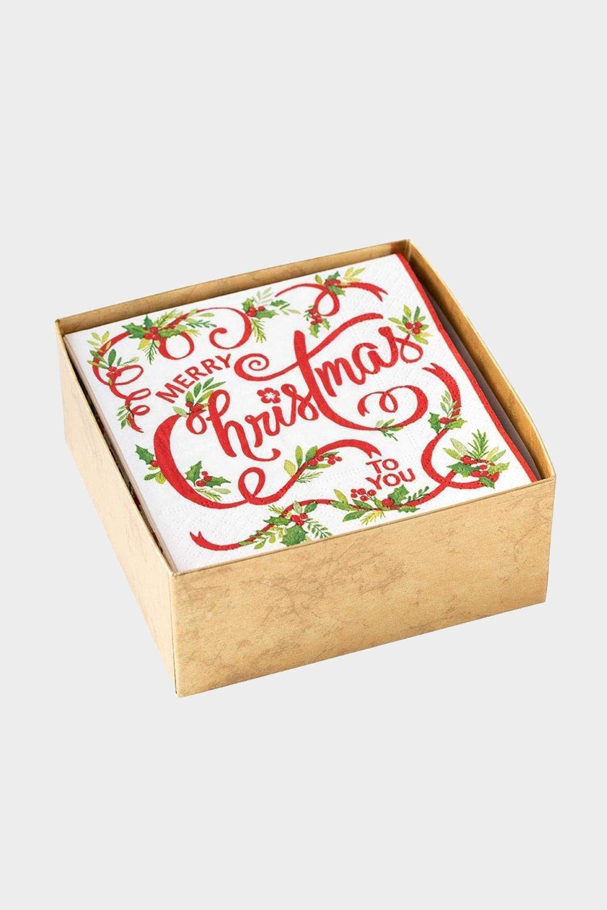 Merry Christmas to You Boxed Paper Cocktail Napkins - shop-olivia.com