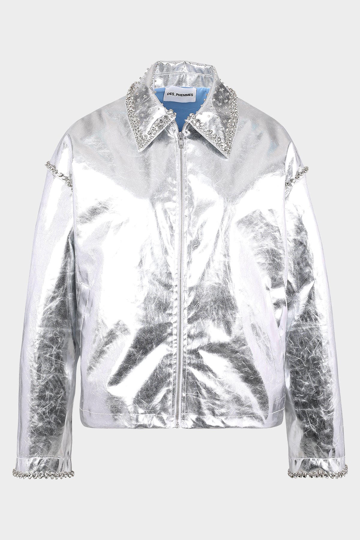 Metallic Faux Leather Jacket in Silver - shop-olivia.com