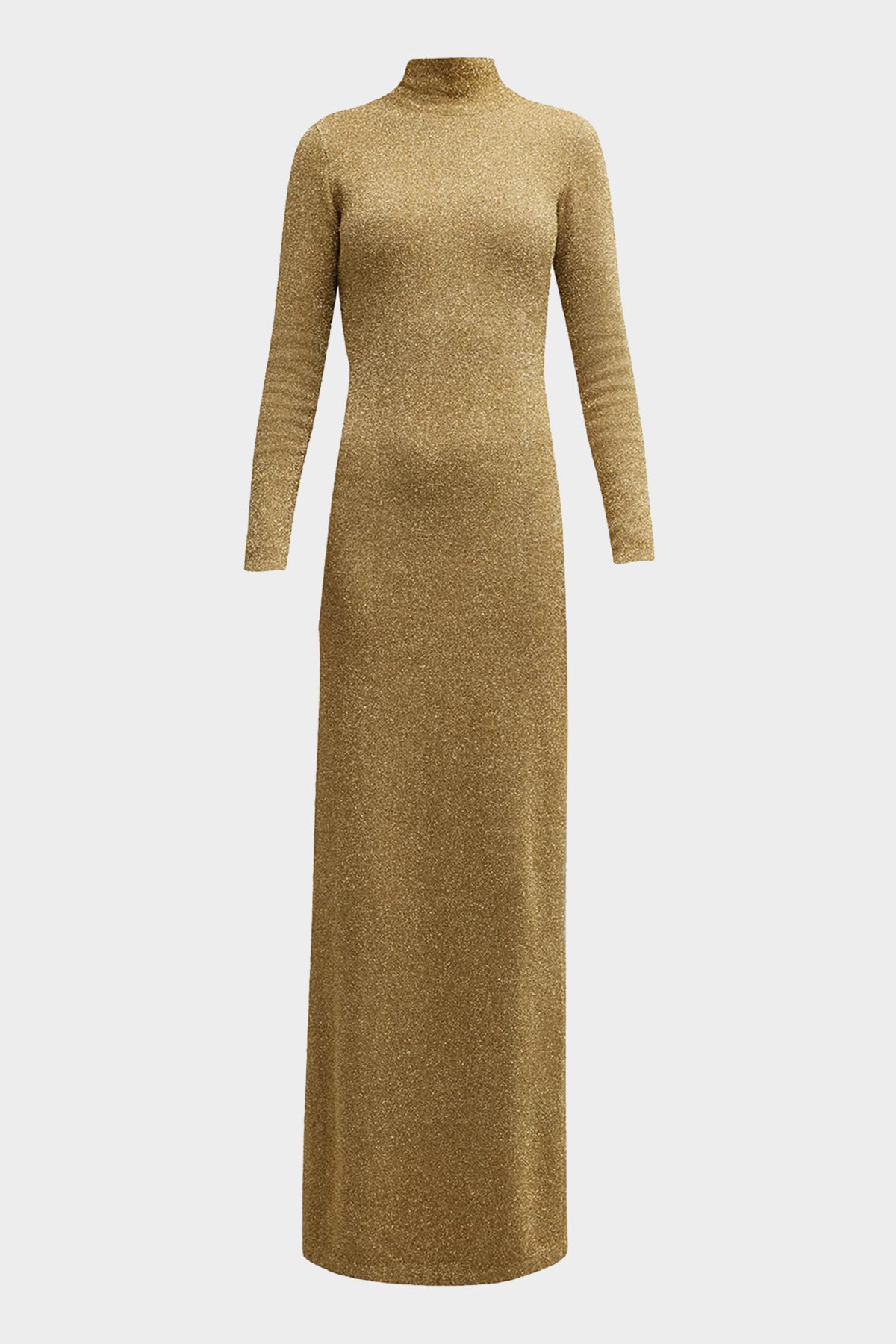 Metallic Knit Turtleneck Gown in Gold - shop-olivia.com