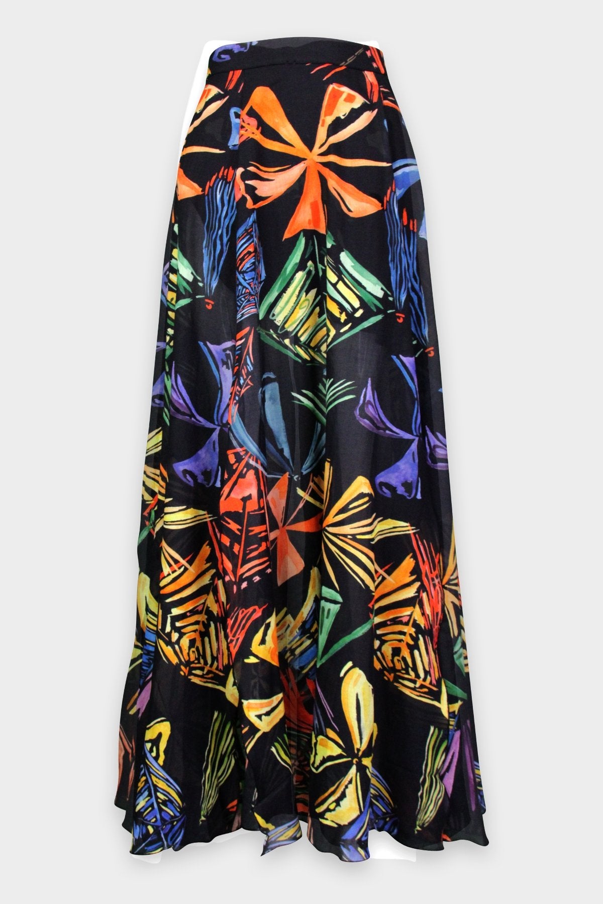 Mia Long Skirt in Black Print - shop-olivia.com